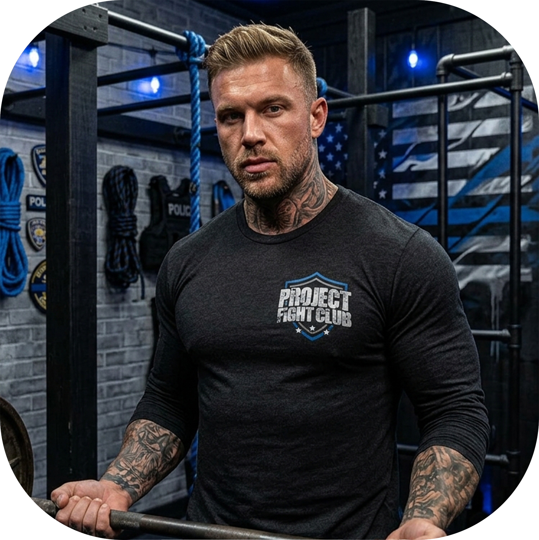 MENS BLACK LONG SLEEVE TEE #6 - SUPPORT POLICE