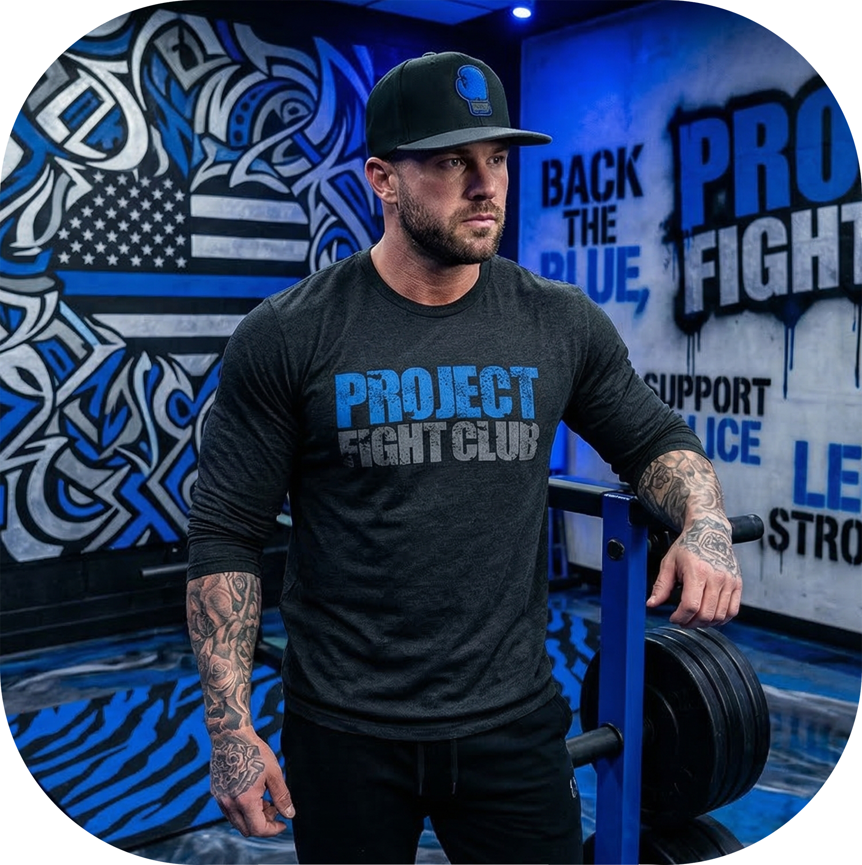 BLACK LONG SLEEVE T-SHIRT - SUPPORT POLICE