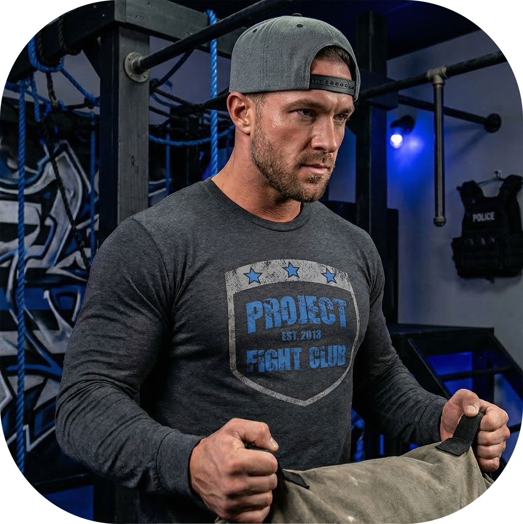 CHARCOAL LONG SLEEVE TEE - POLICE