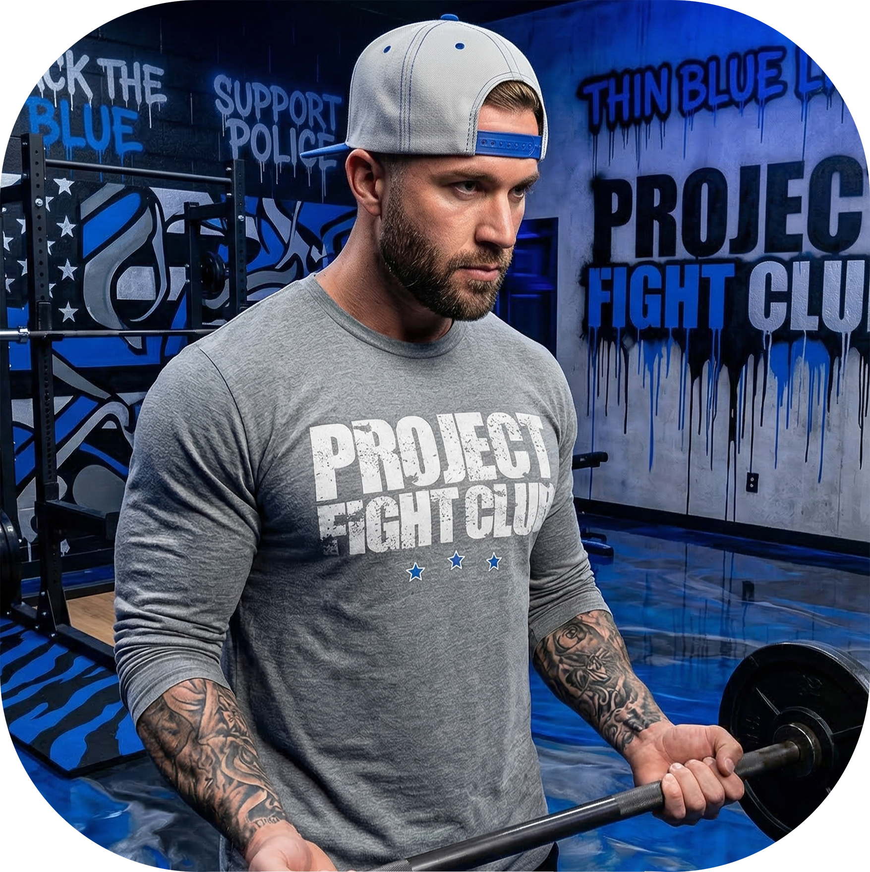 GREY LONG SLEEVE TEE #2 - SUPPORT POLICE