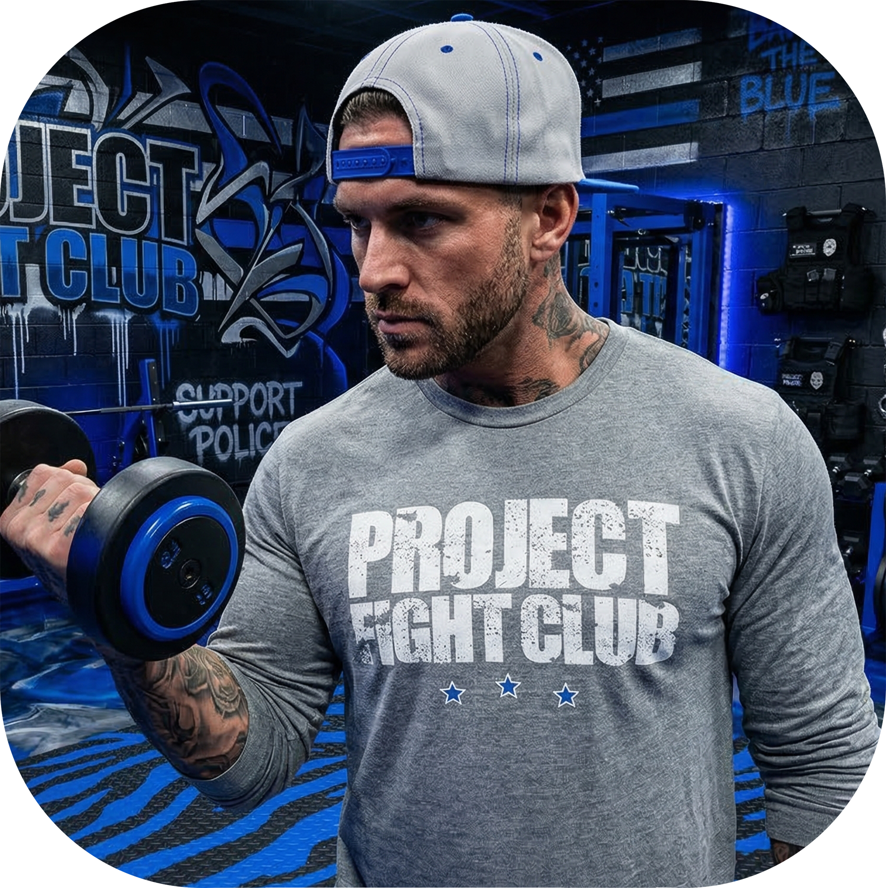 GREY LONG SLEEVE TEE #2 - SUPPORT POLICE