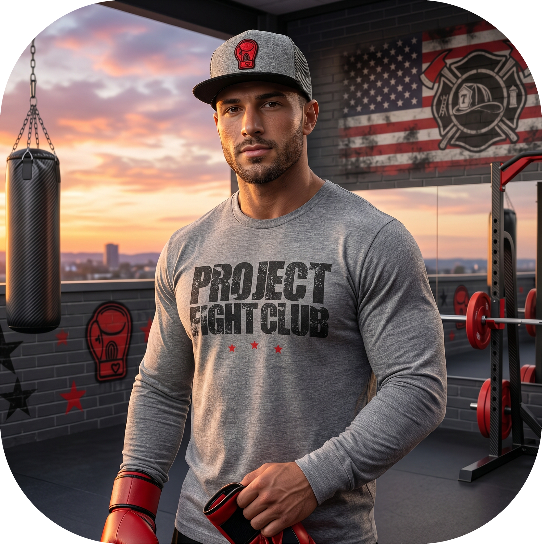 GREY LONG SLEEVE TEE #2 - HONOR FIREFIGHTERS & EMTs