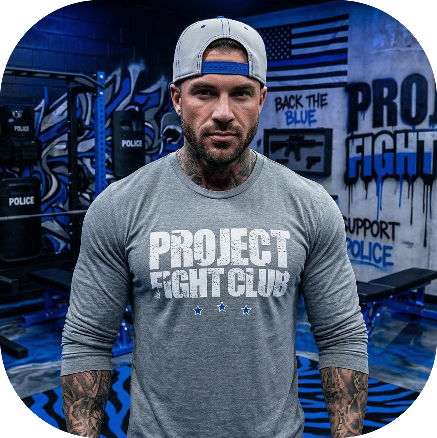 GREY LONG SLEEVE TEE #2 - SUPPORT POLICE