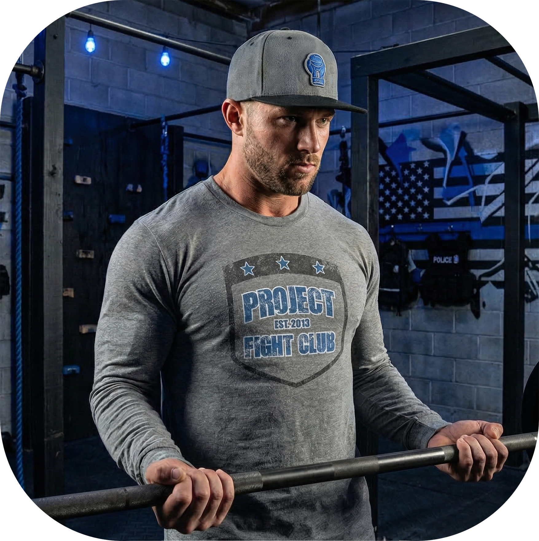 GREY LONG SLEEVE TEE - SUPPORT POLICE