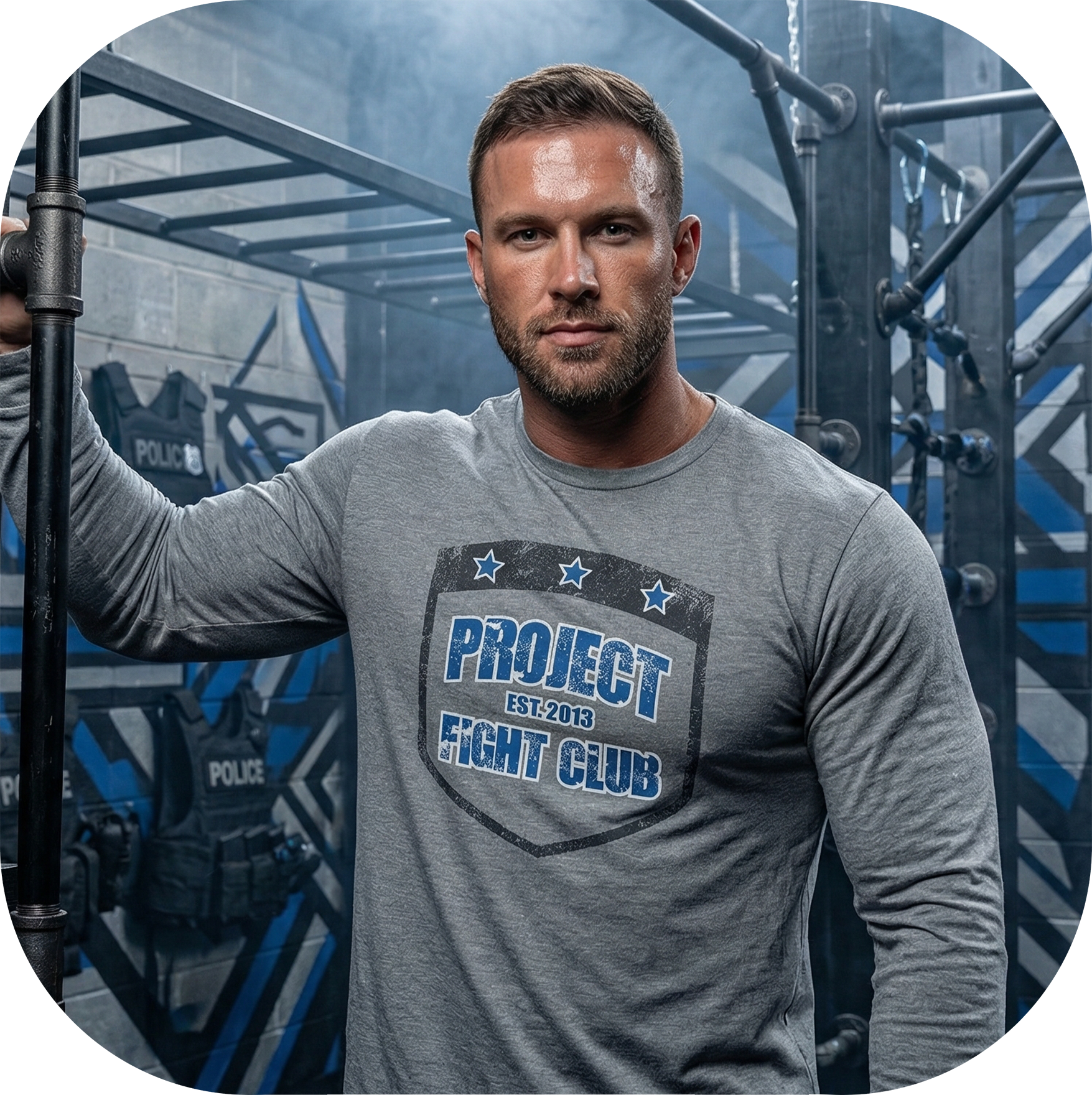 GREY LONG SLEEVE TEE - SUPPORT POLICE