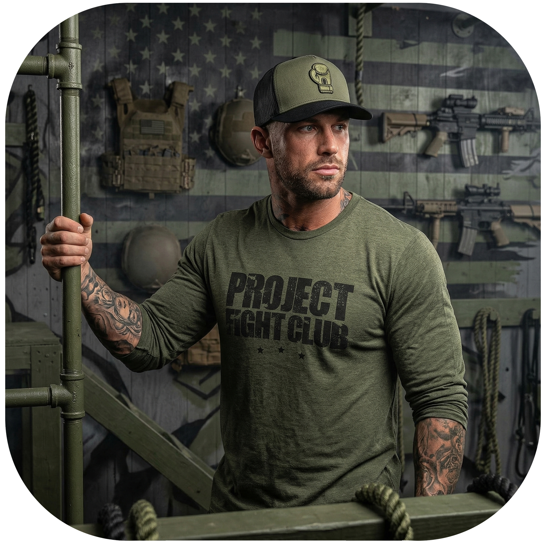 MILITARY GREEN LONG SLEEVE TEE - HONOR SOLDIERS & VETERANS
