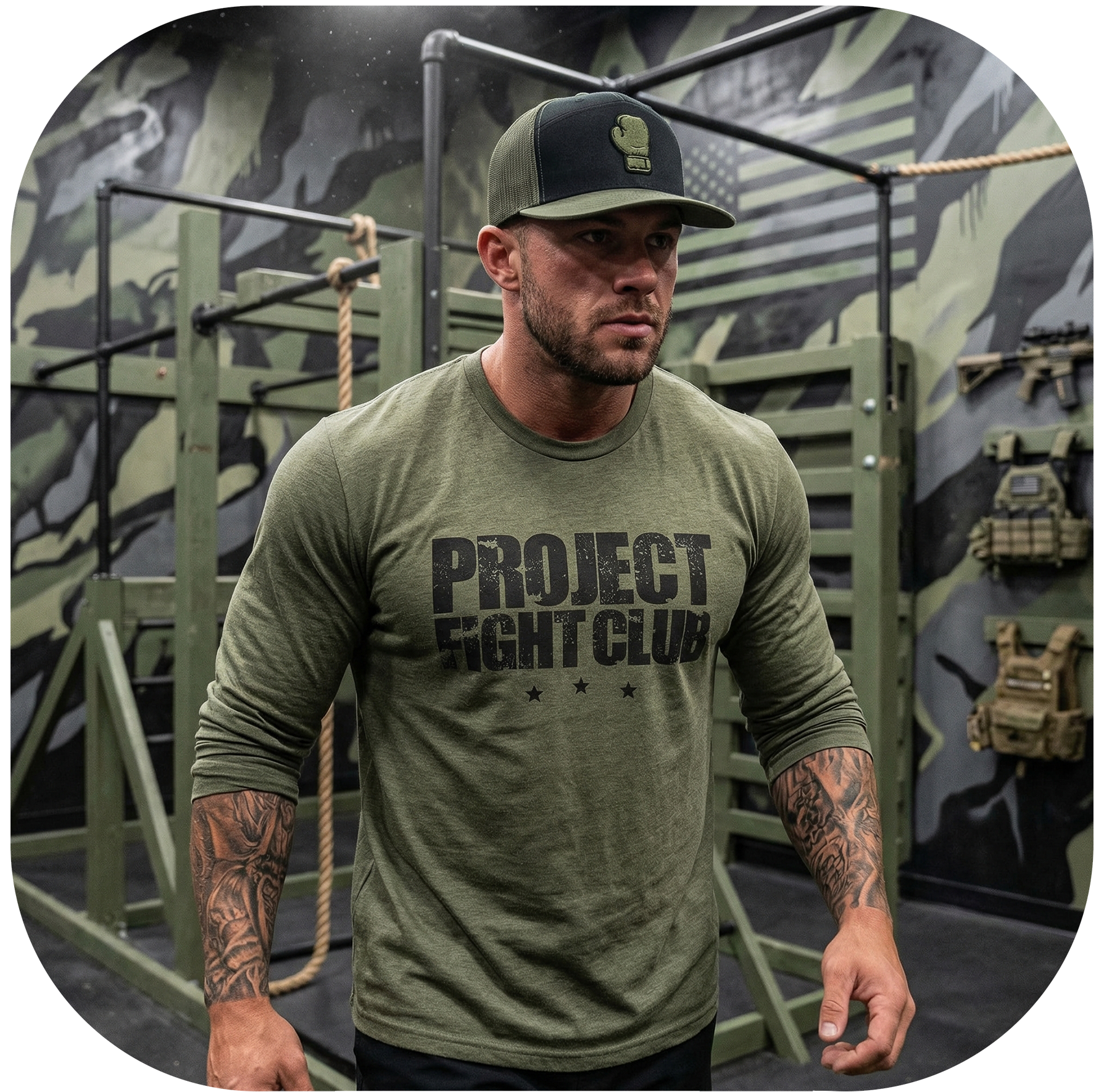 MILITARY GREEN LONG SLEEVE TEE - HONOR SOLDIERS & VETERANS