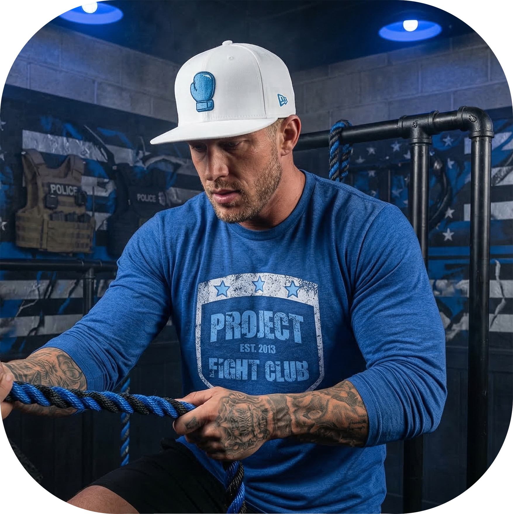 ROYAL BLUE LONG SLEEVE TEE - SUPPORT POLICE