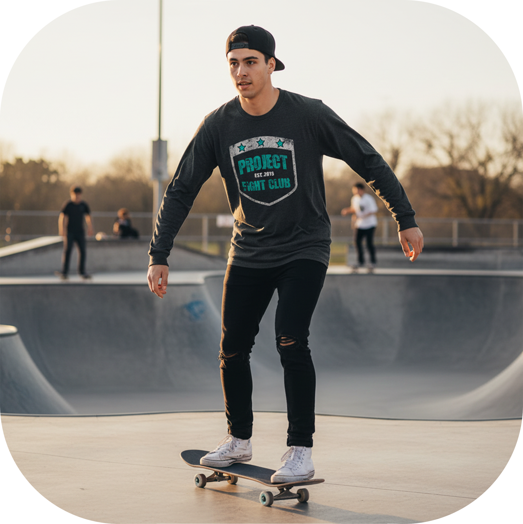 MENS BLACK LONG SLEEVE TEE #5 - FIGHT ADDICTION