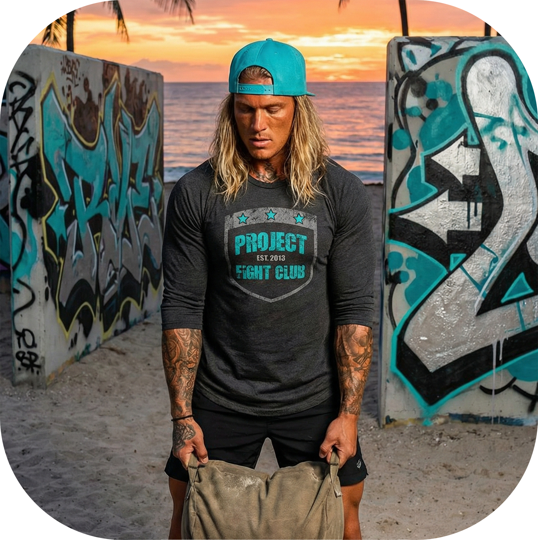 CHARCOAL LONG SLEEVE TEE - FIGHT ADDICTION