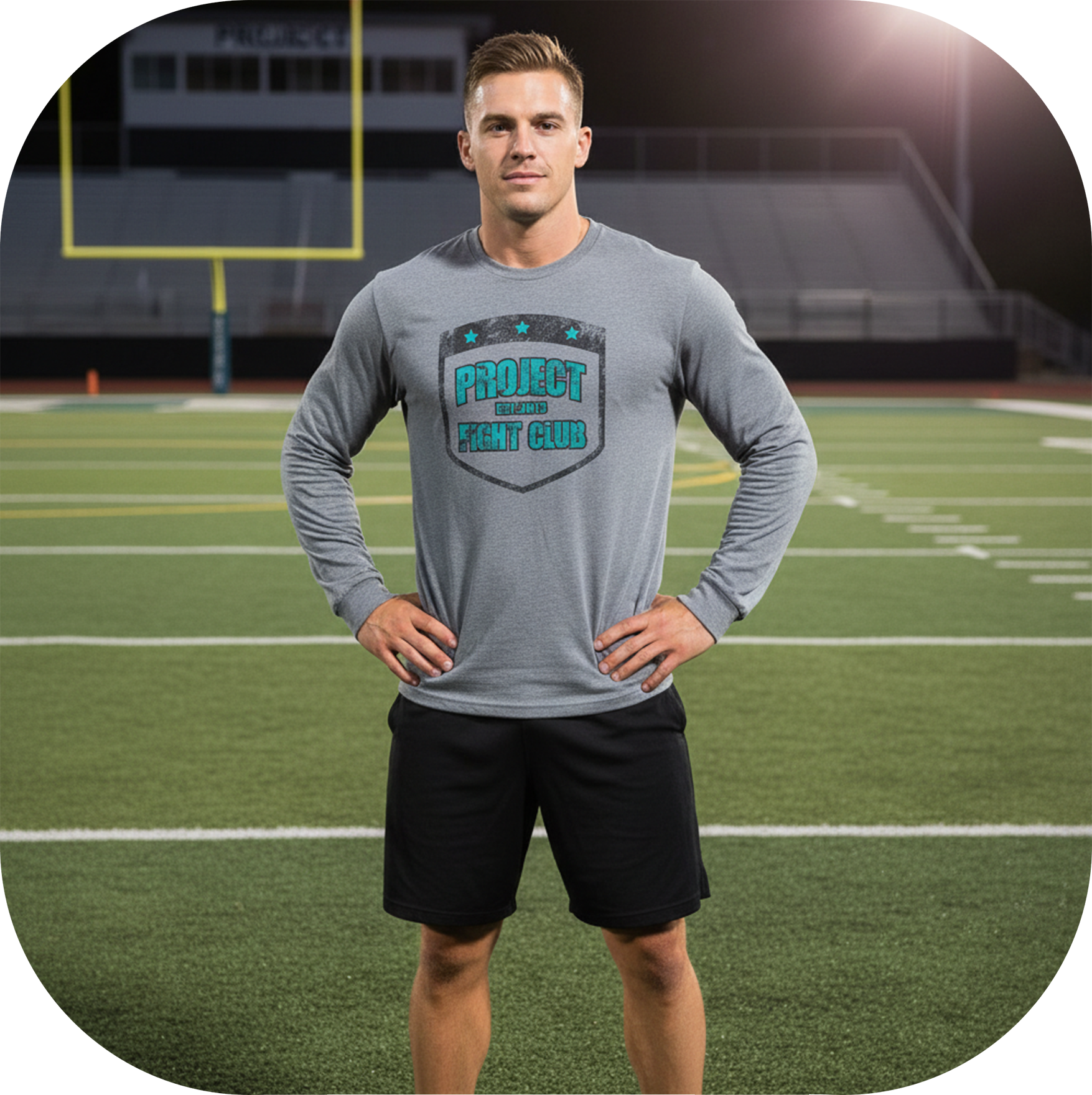 MENS GREY LONG SLEEVE TEE - FIGHT ADDICTION