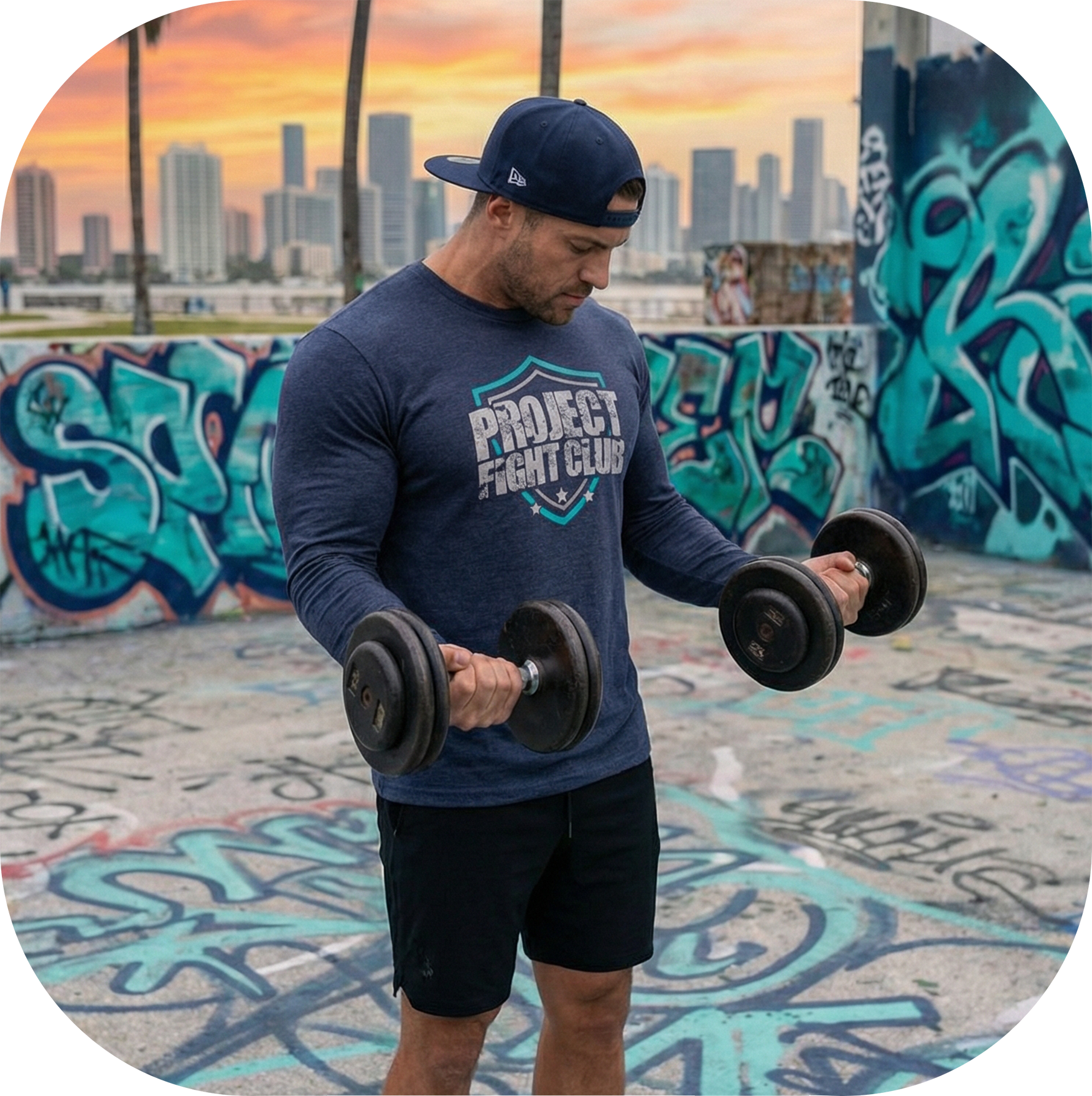 NAVY LONG SLEEVE TEE - FIGHT ADDICTION