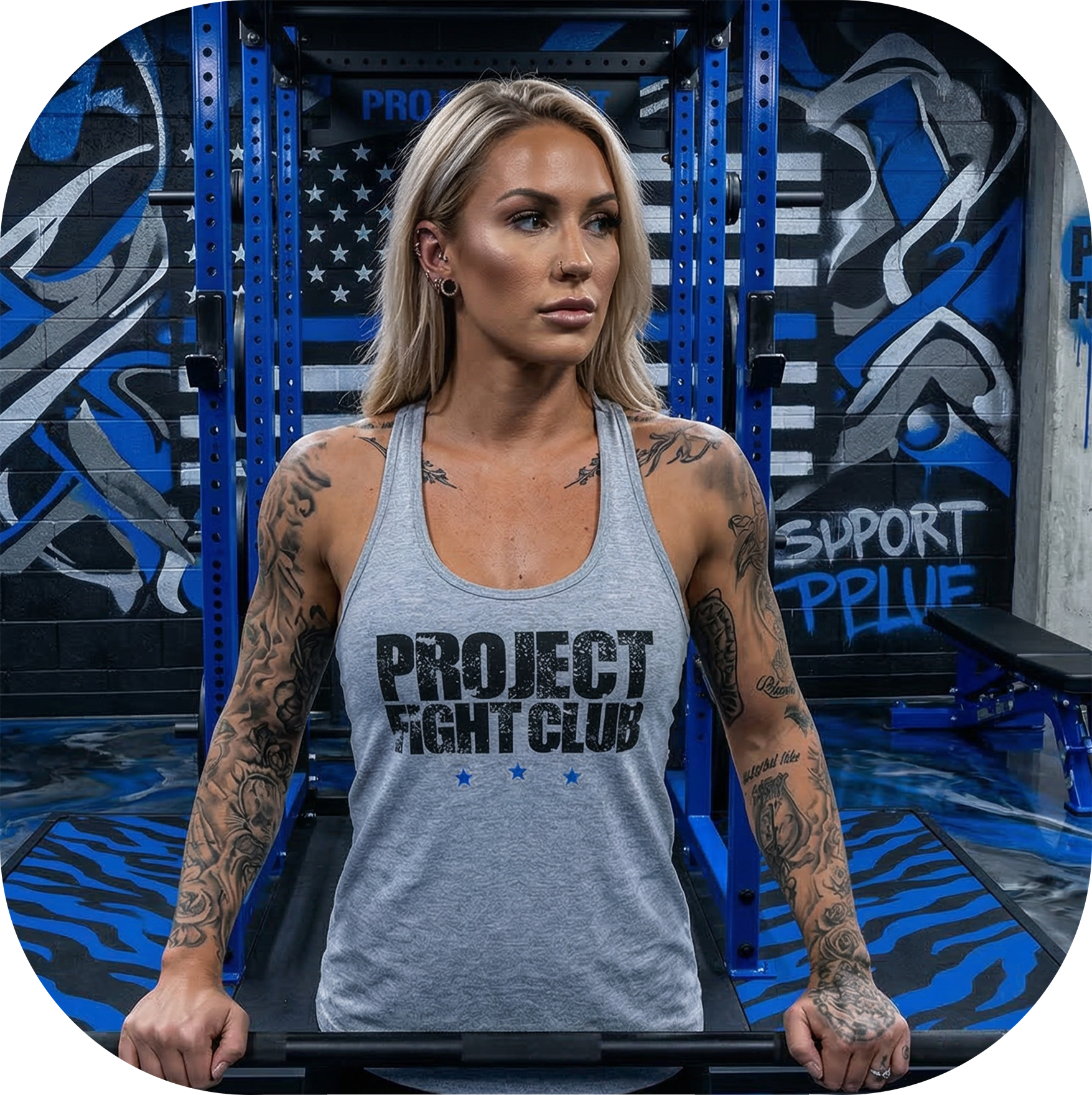 WOMENS GREY RACERBACK TANK #2 - SUPPORT POLICE