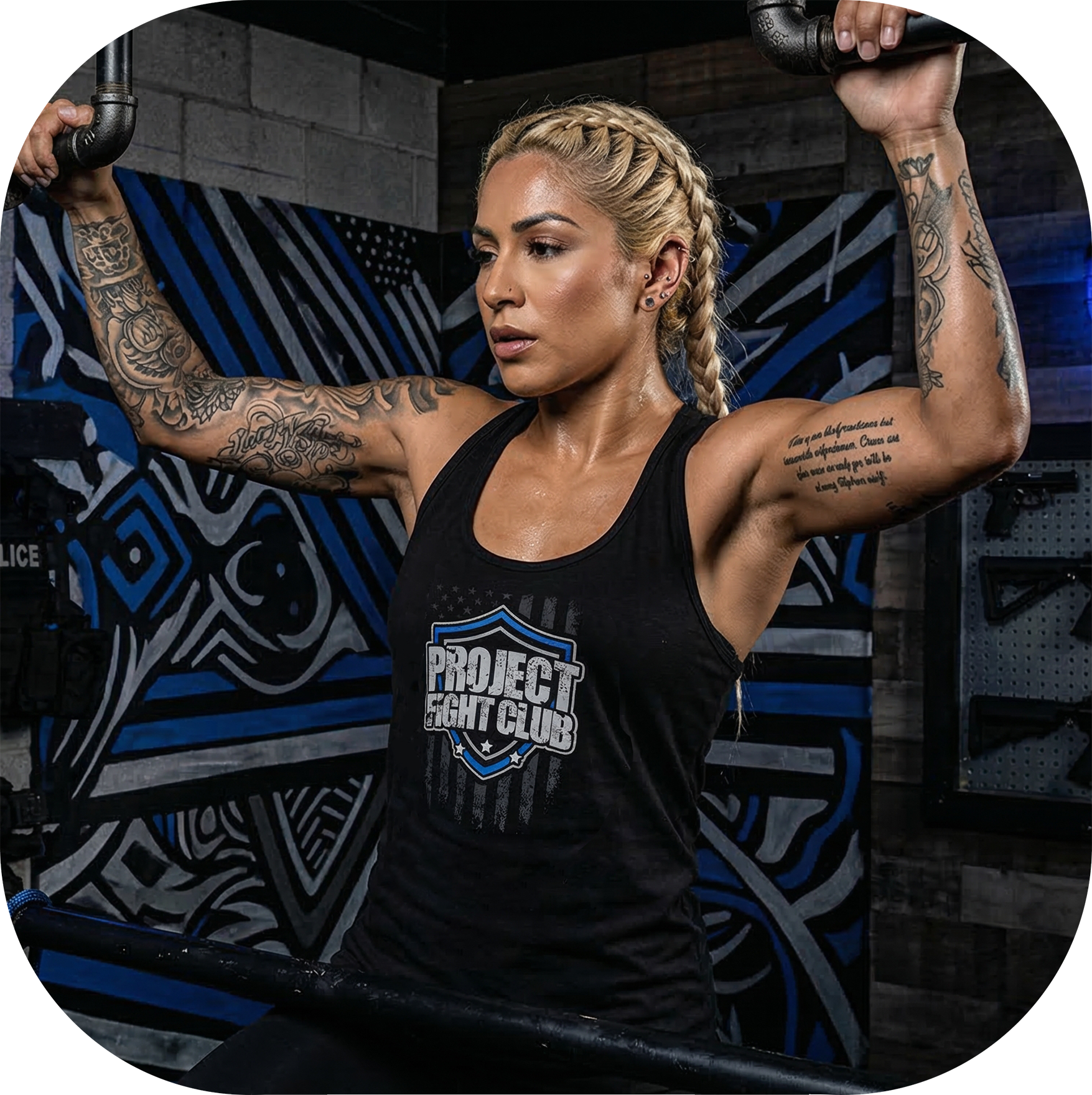 WOMENS BLACK RACERBACK TANK #2 - SUPPORT POLICE