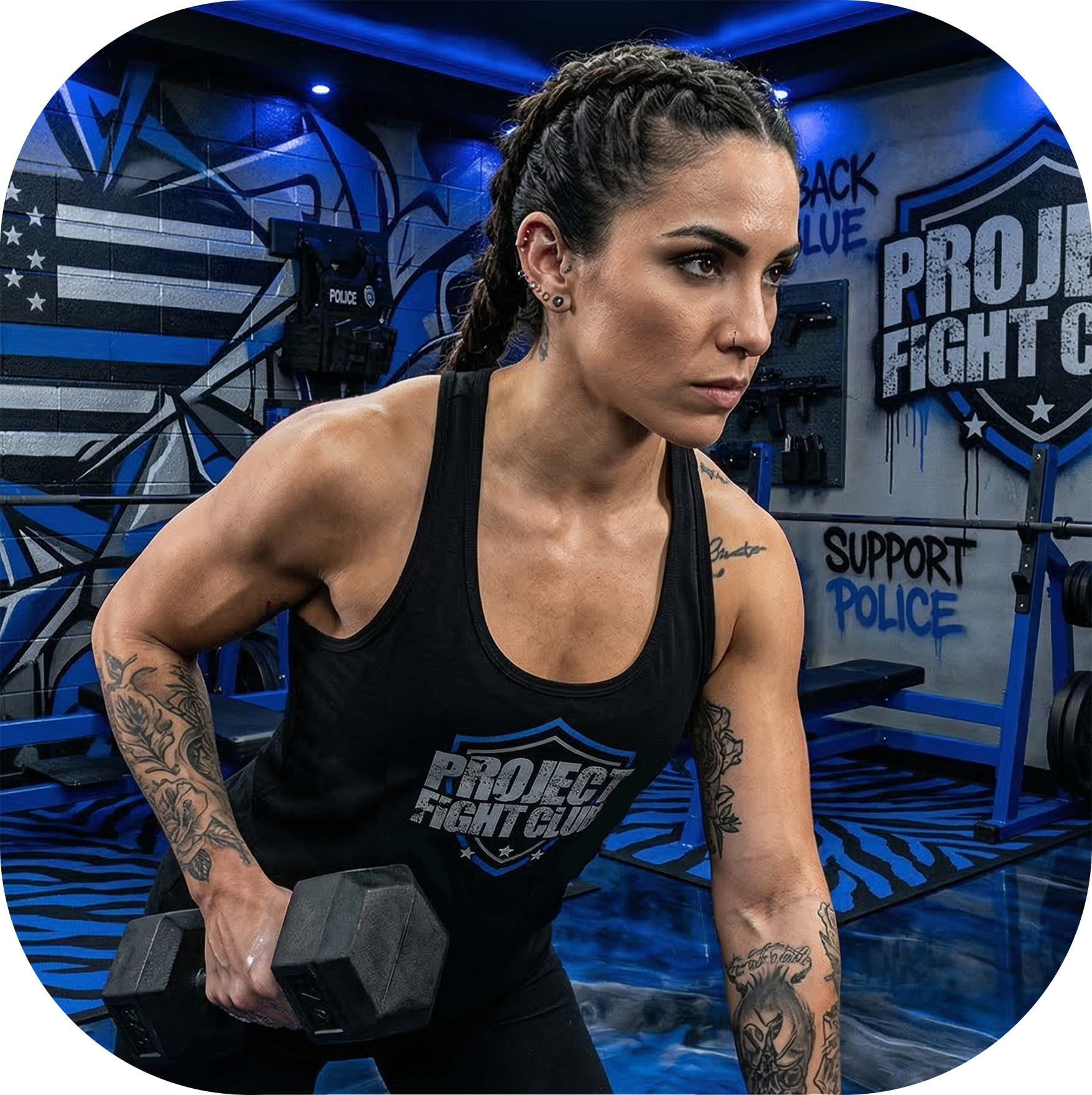 WOMENS BLACK RACERBACK TANK - SUPPORT POLICE
