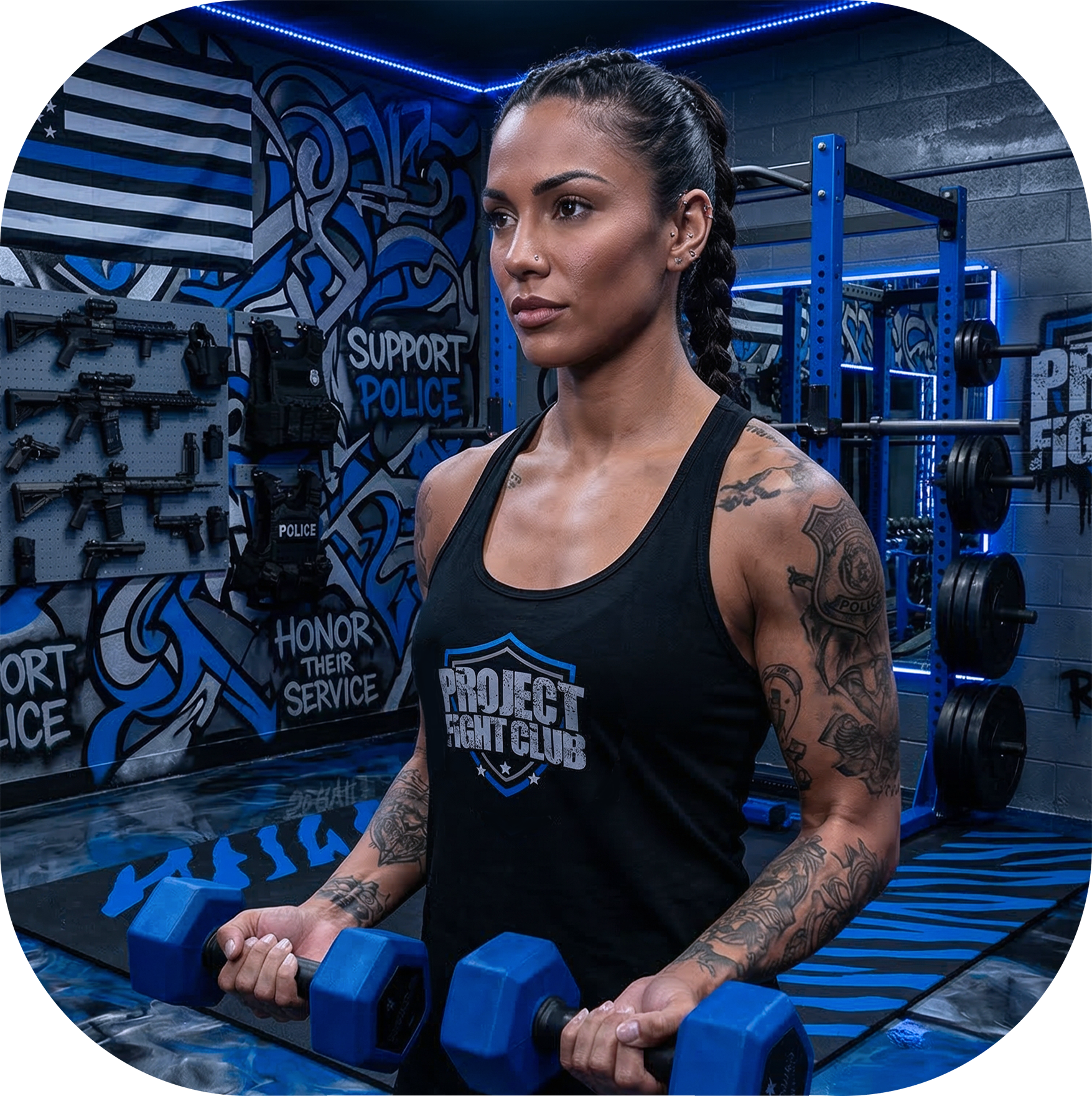 WOMENS BLACK RACERBACK TANK - SUPPORT POLICE