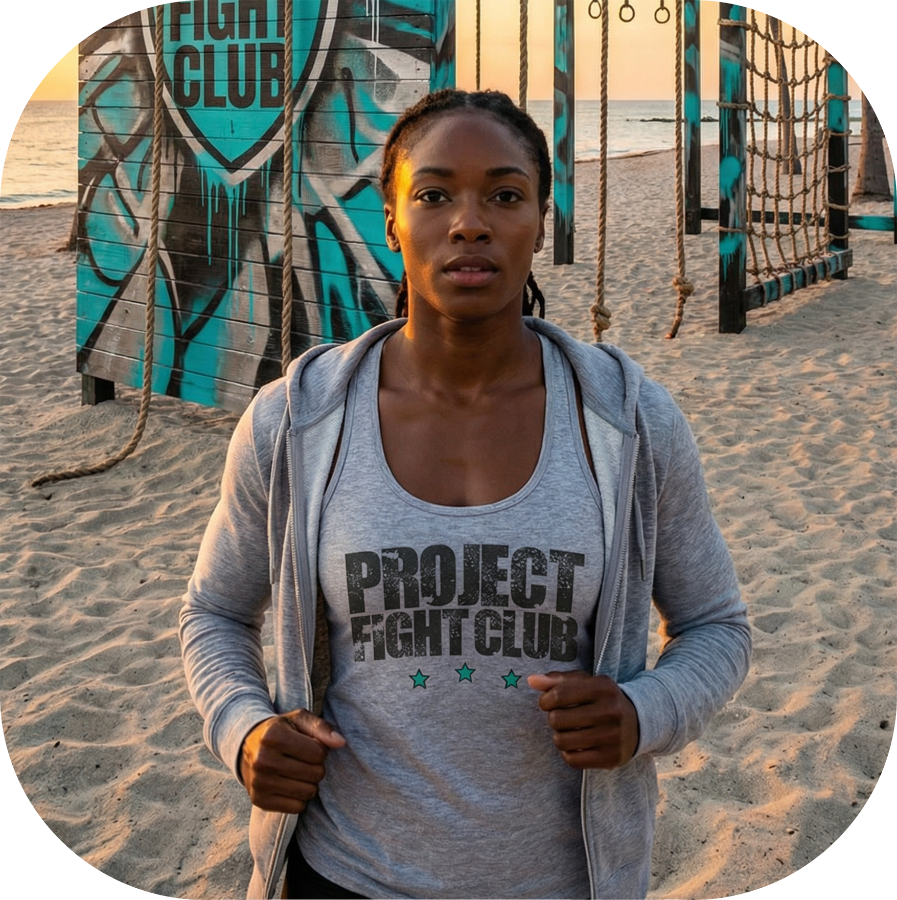 WOMENS GREY RACERBACK TANK - FIGHT ADDICTION