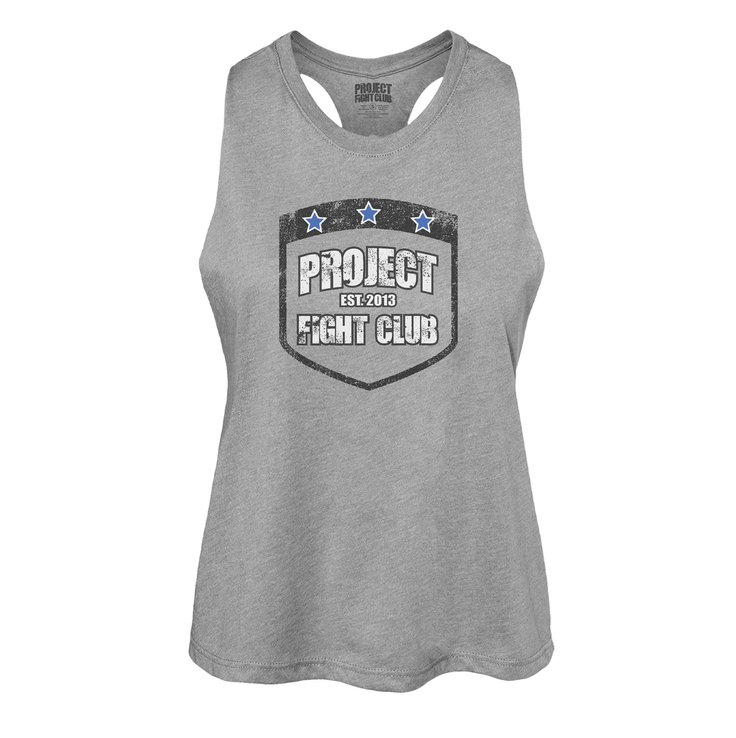 WOMENS GREY RACERBACK CROPPED TANK #2 - SUPPORT POLICE