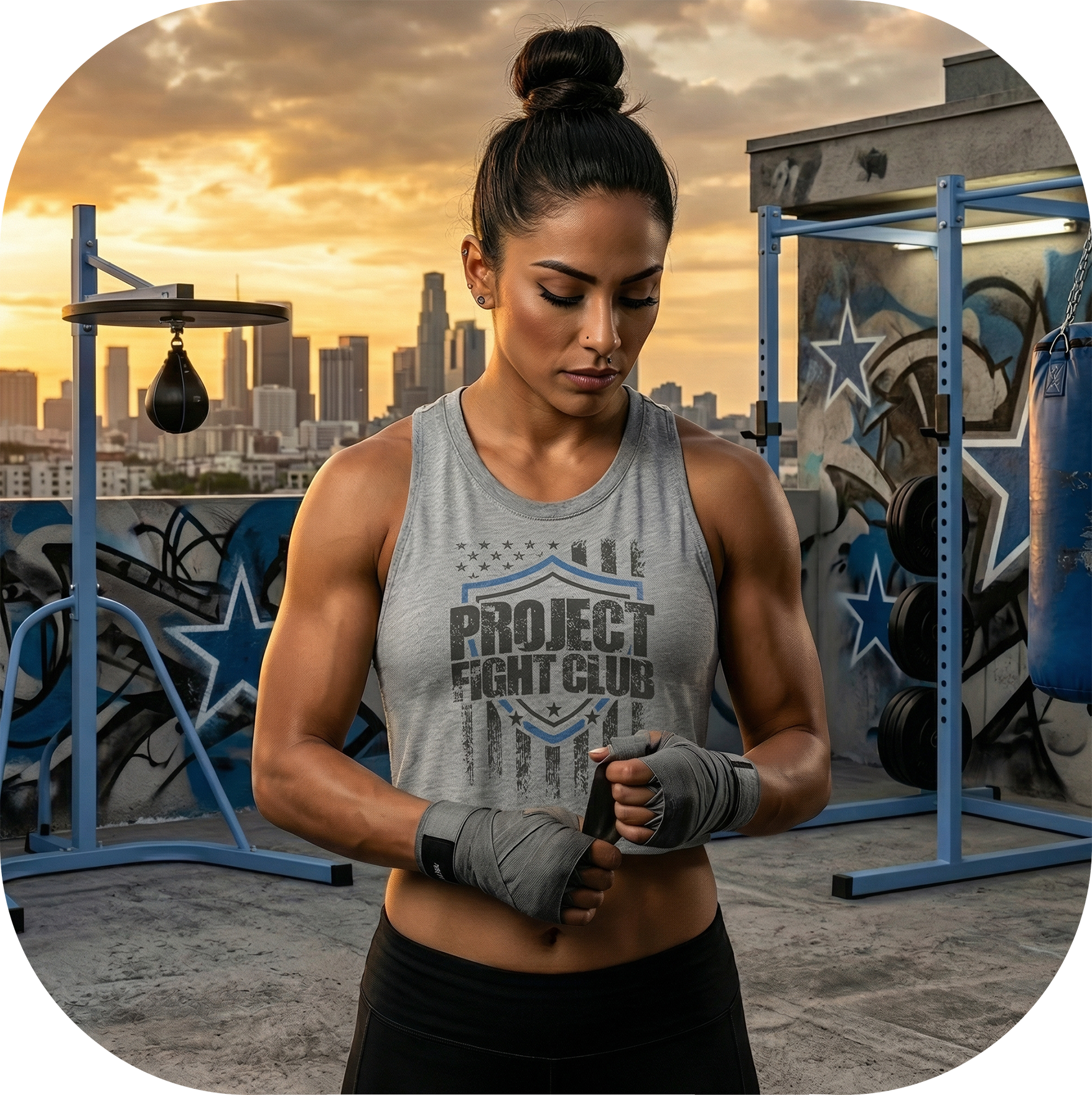WOMENS GREY RACERBACK CROPPED TANK - SUPPORT POLICE
