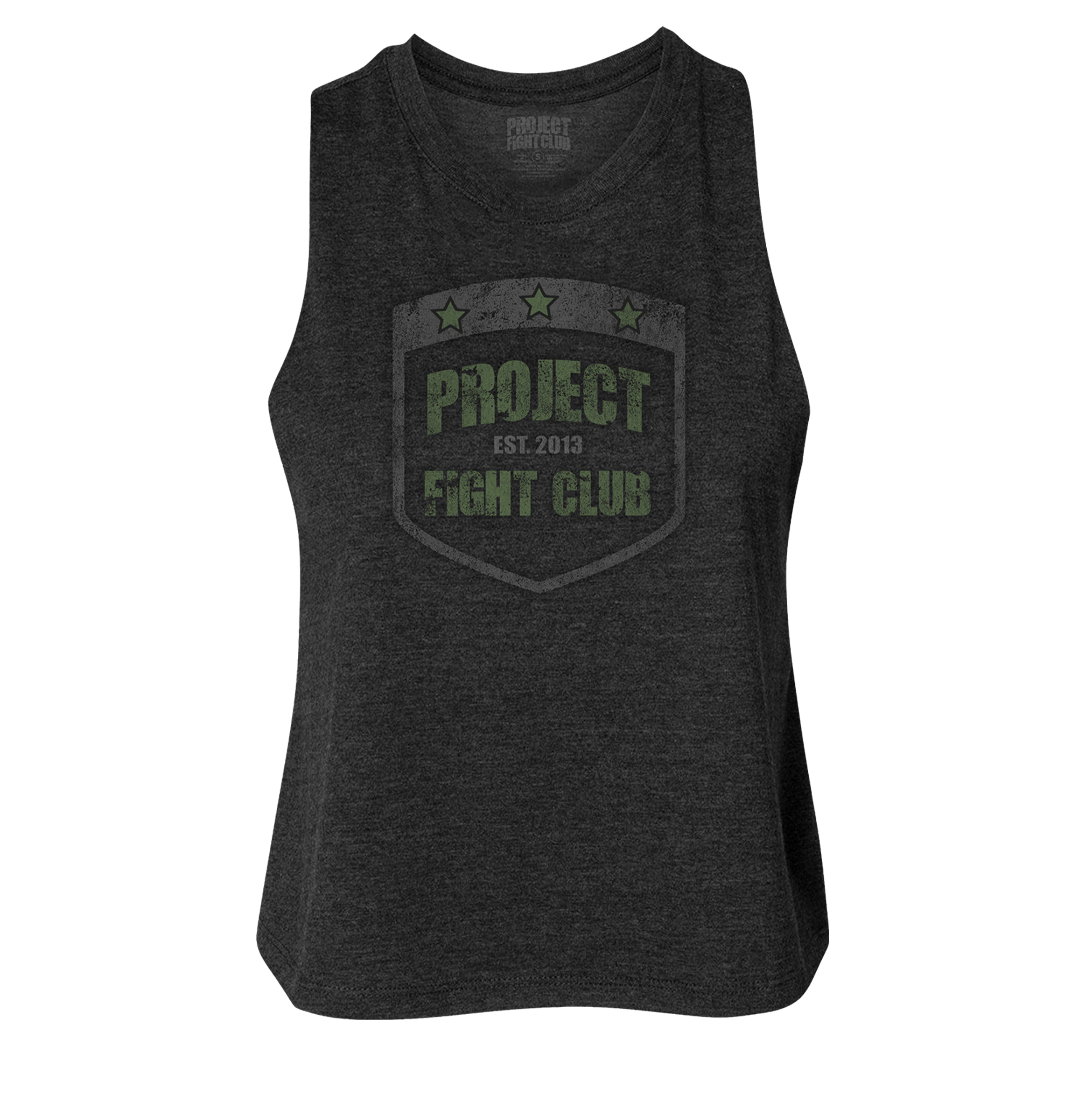 WOMENS BLACK RACERBACK CROP TANK 2 - HONOR SOLDIERS & VETERANS