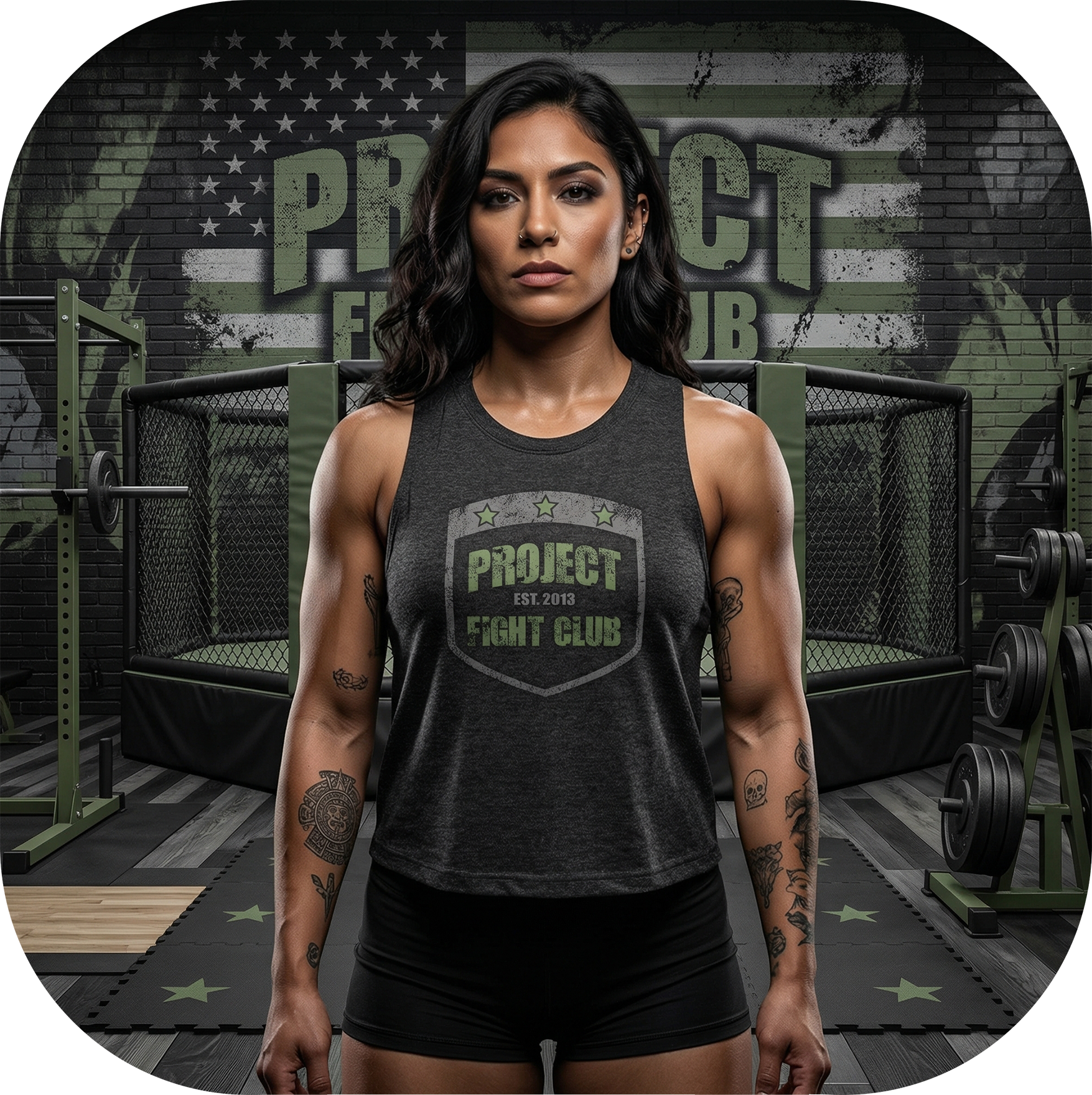 WOMENS BLACK RACERBACK CROP TANK 2 - HONOR SOLDIERS & VETERANS