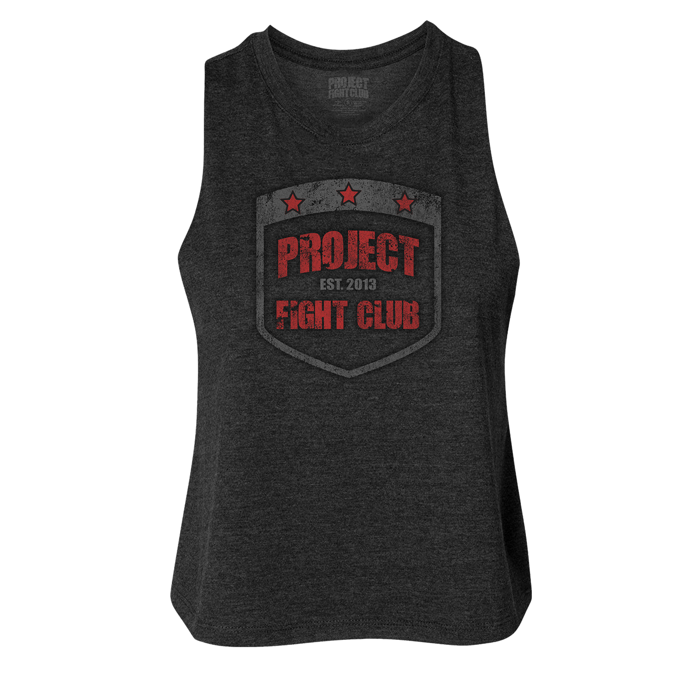 BLACK CROPPED RACERBACK TANK #2 - HONOR FIREFIGHTERS & EMTs
