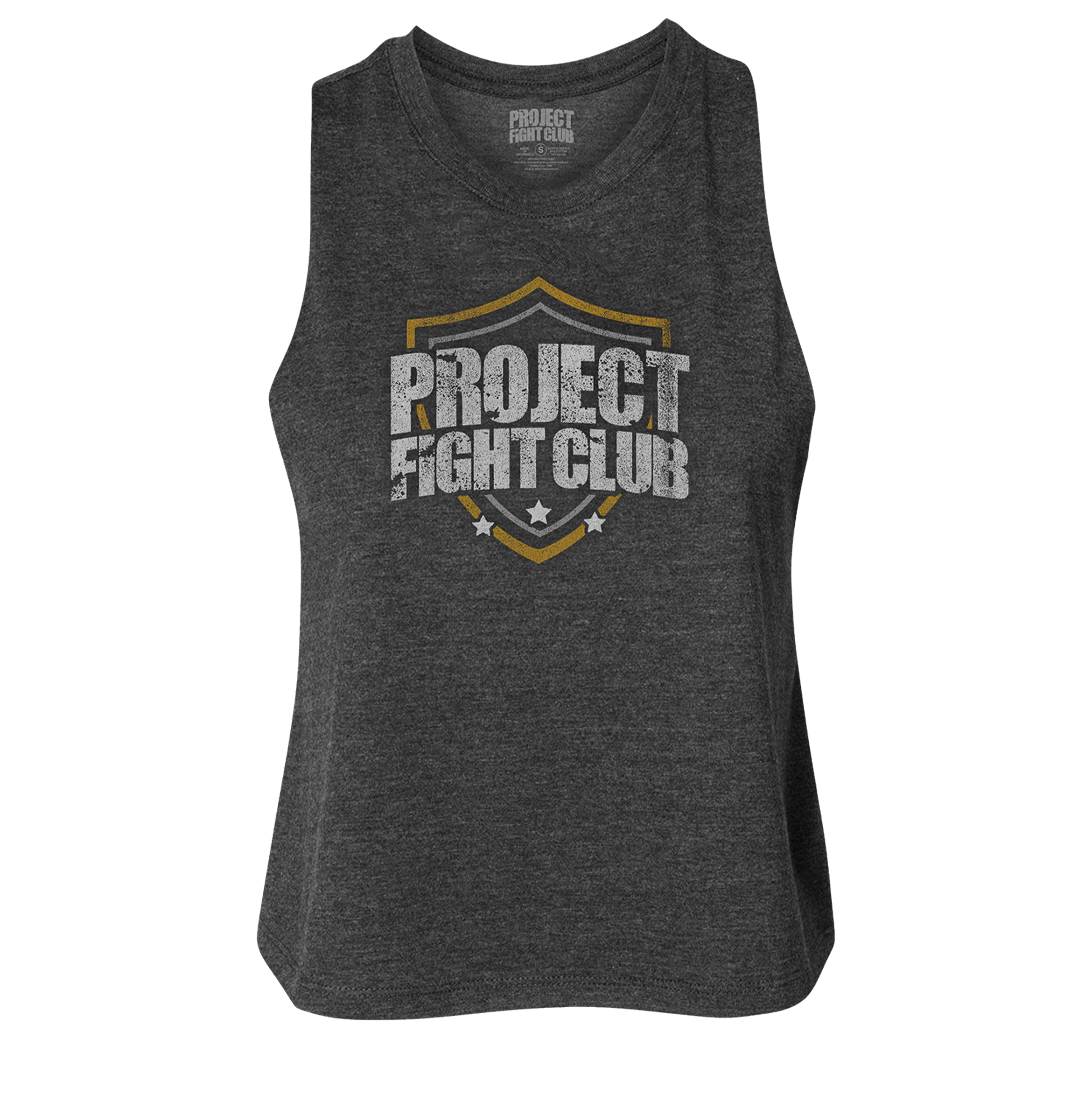 DARK GREY CROPPED RACERBACK TANK - PROTECT ANIMALS & WILDLIFE