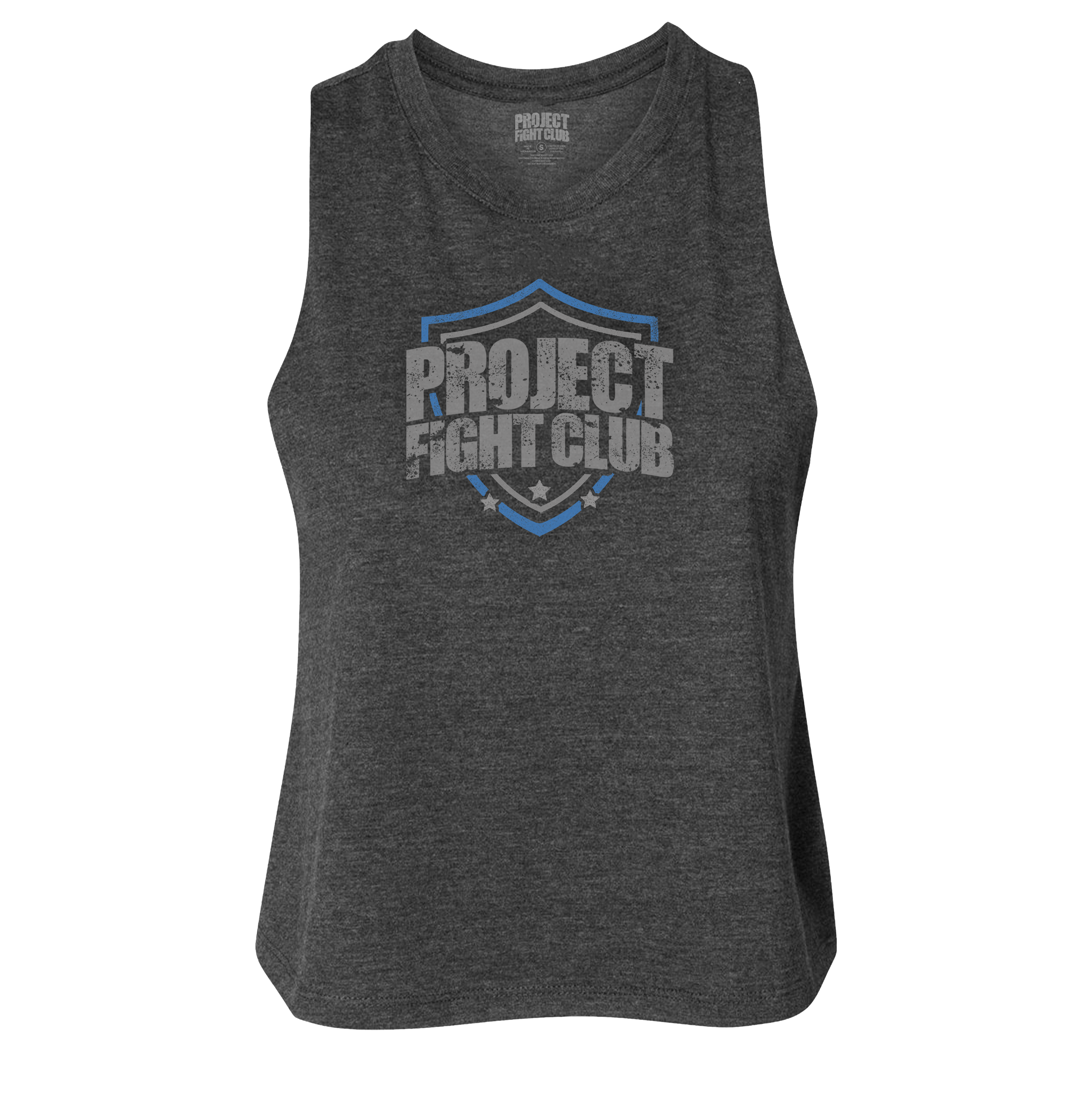WOMENS DARK GREY RACERBACK CROPPED TANK - SUPPORT POLICE