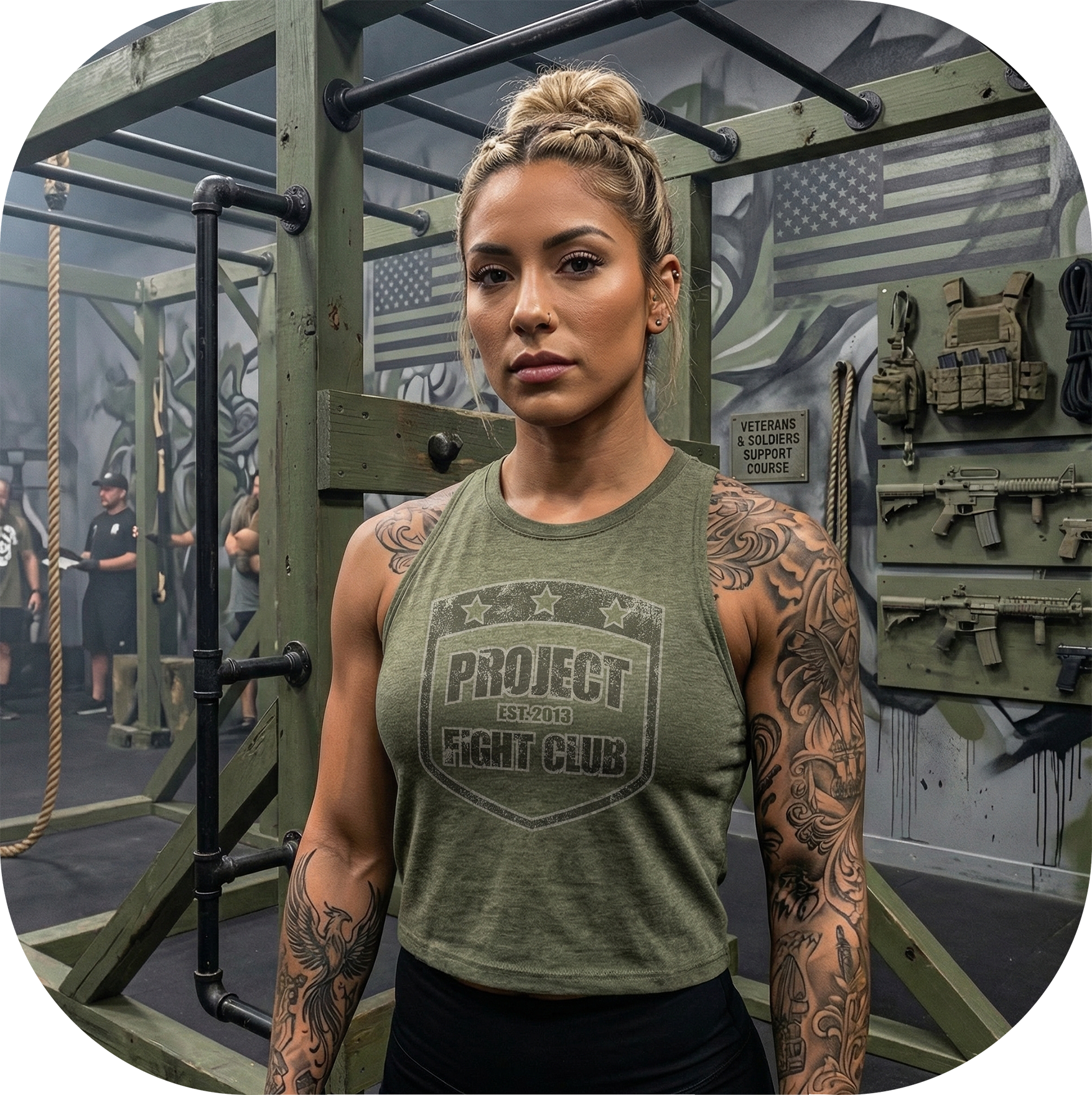 WOMENS ARMY RACERBACK CROP TANK - HONOR SOLDIERS & VETERANS