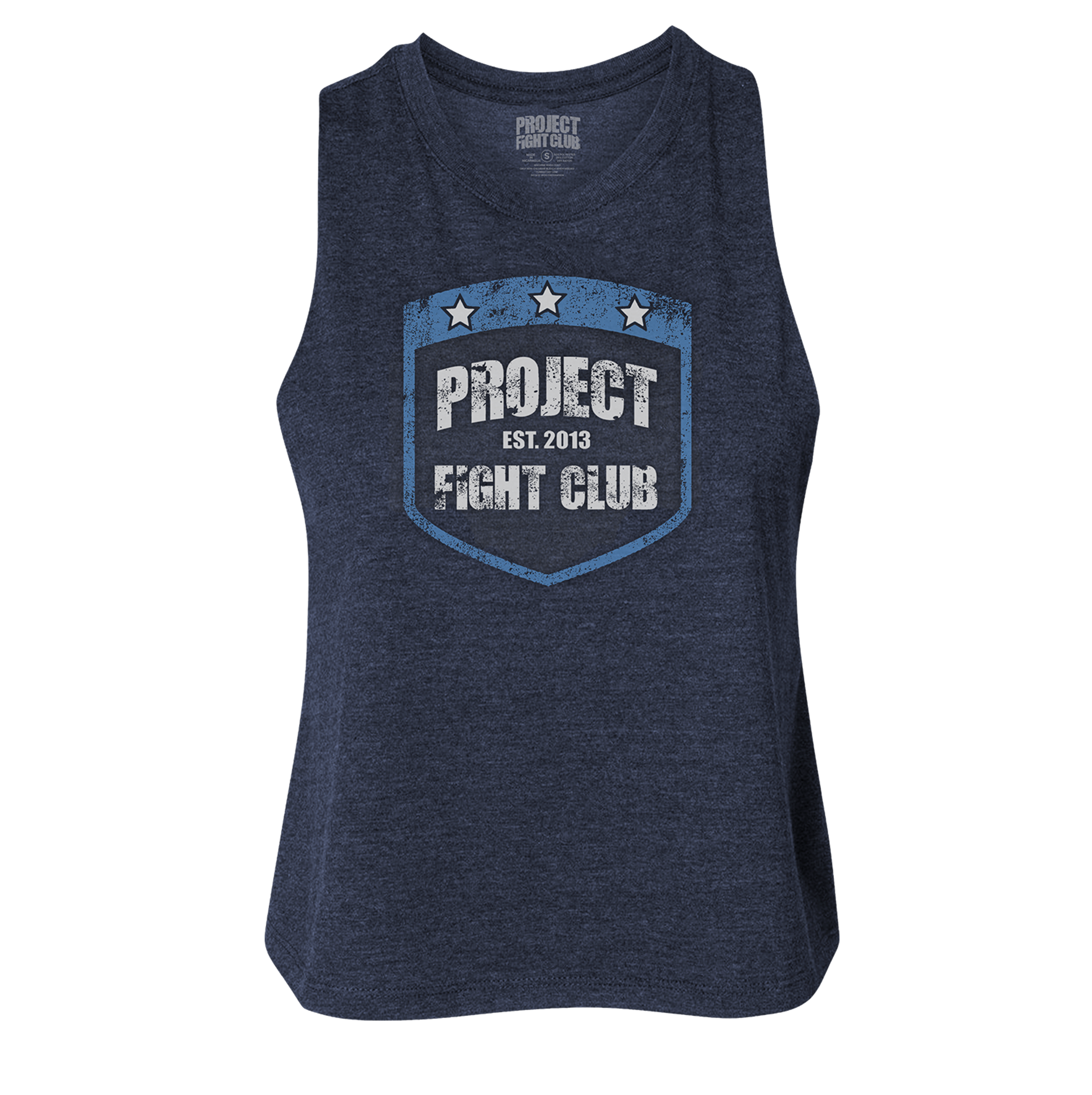 WOMENS NAVY RACERBACK CROPPED TANK #3 - SUPPORT POLICE