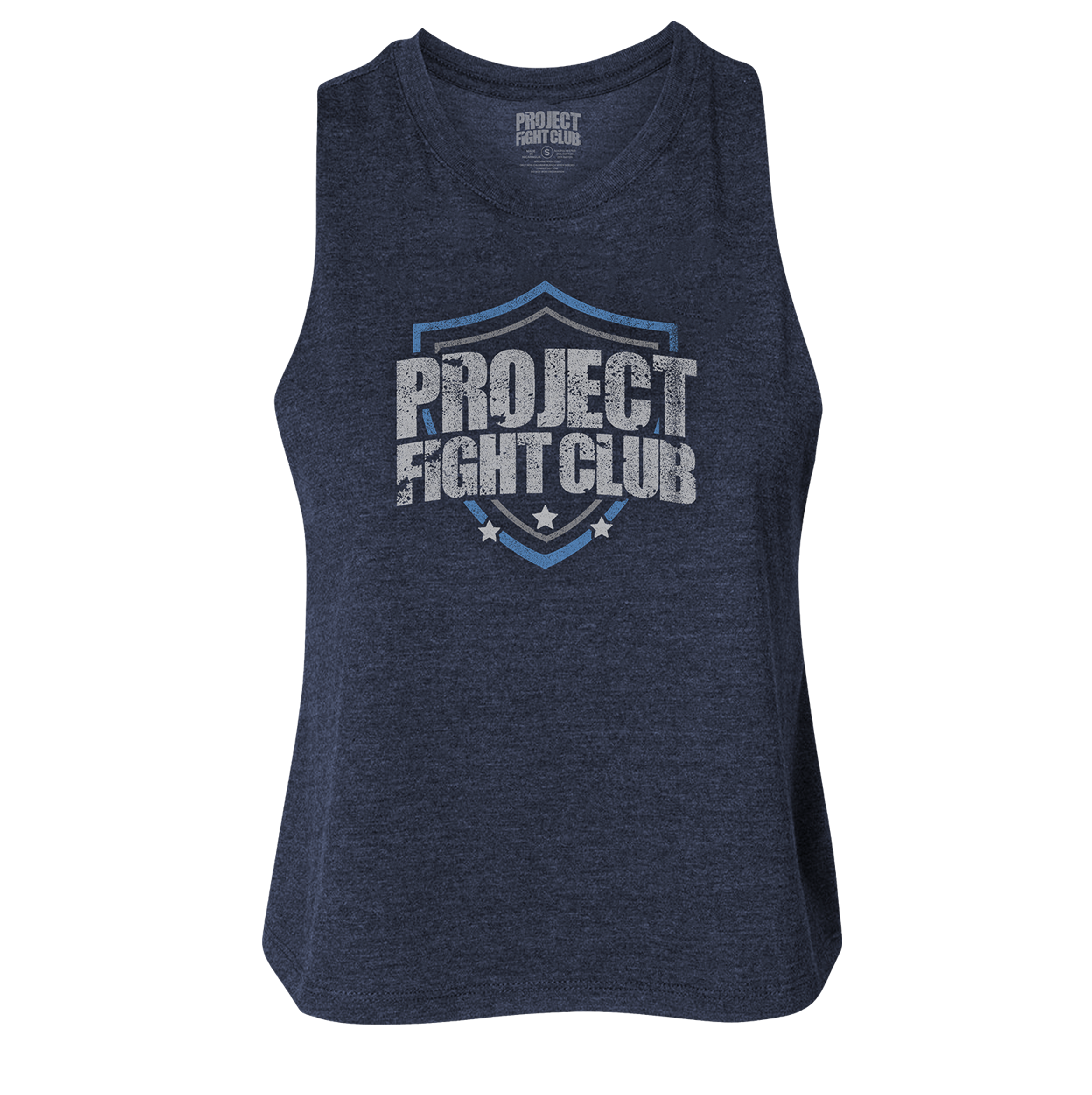 WOMENS NAVY RACERBACK CROPPED TANK #4 - SUPPORT POLICE
