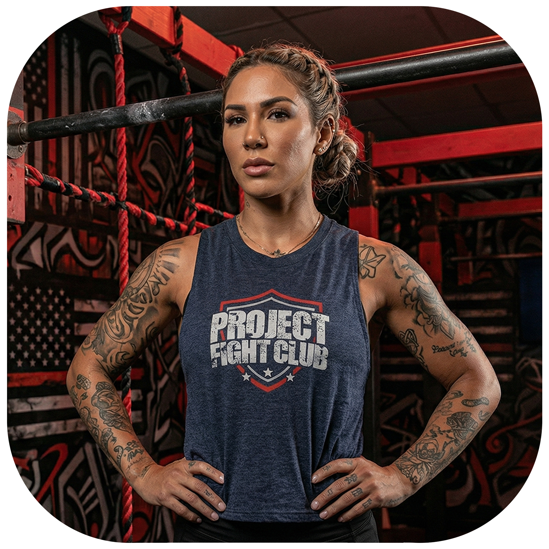 NAVY CROPPED RACERBACK TANK - HONOR FIREFIGHTERS & EMTs