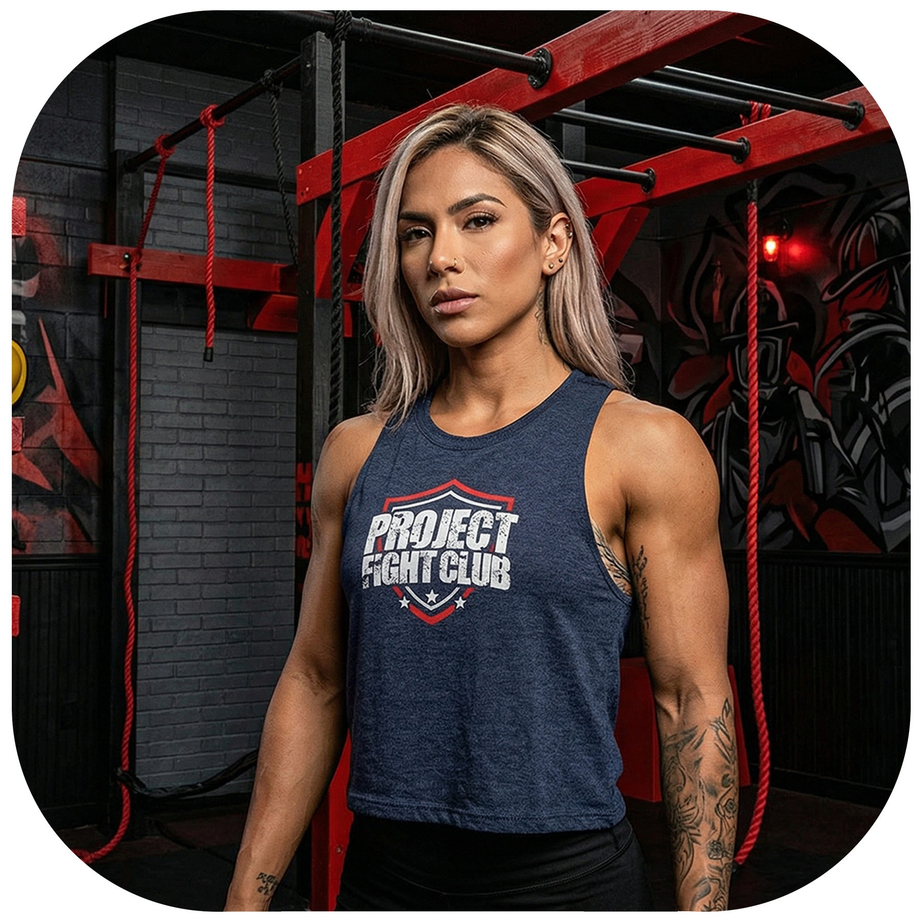 NAVY CROPPED RACERBACK TANK - HONOR FIREFIGHTERS & EMTs