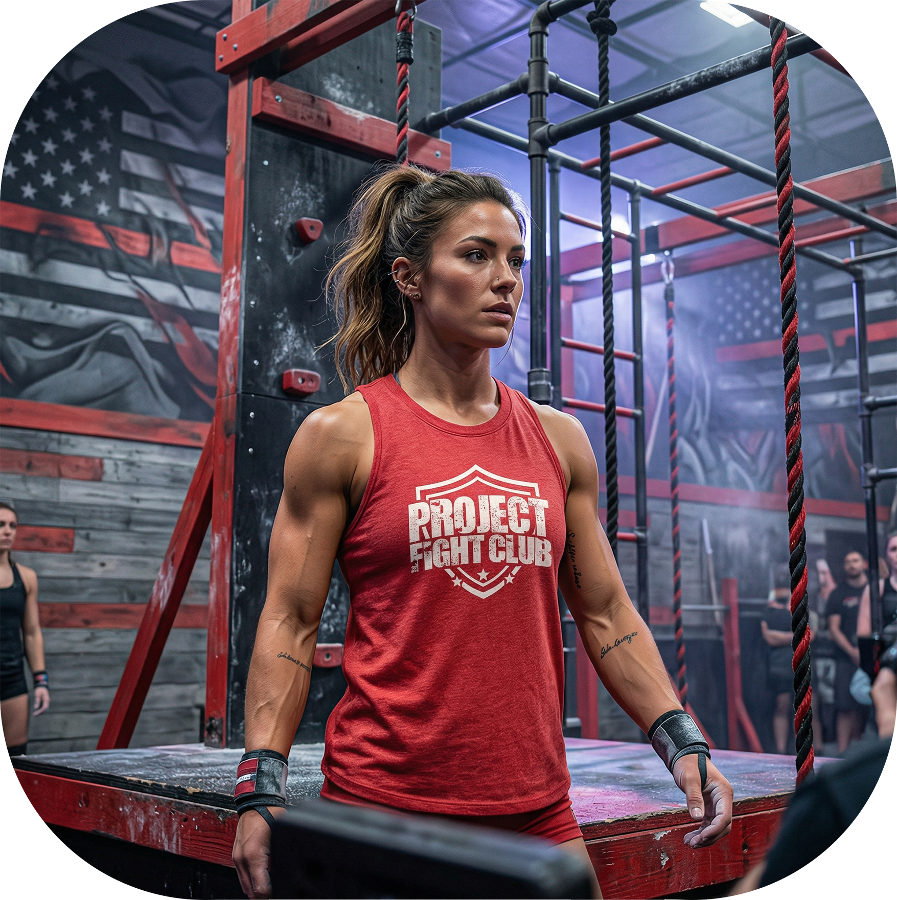 RED CROPPED RACERBACK TANK - HONOR FIREFIGHTERS & EMTs