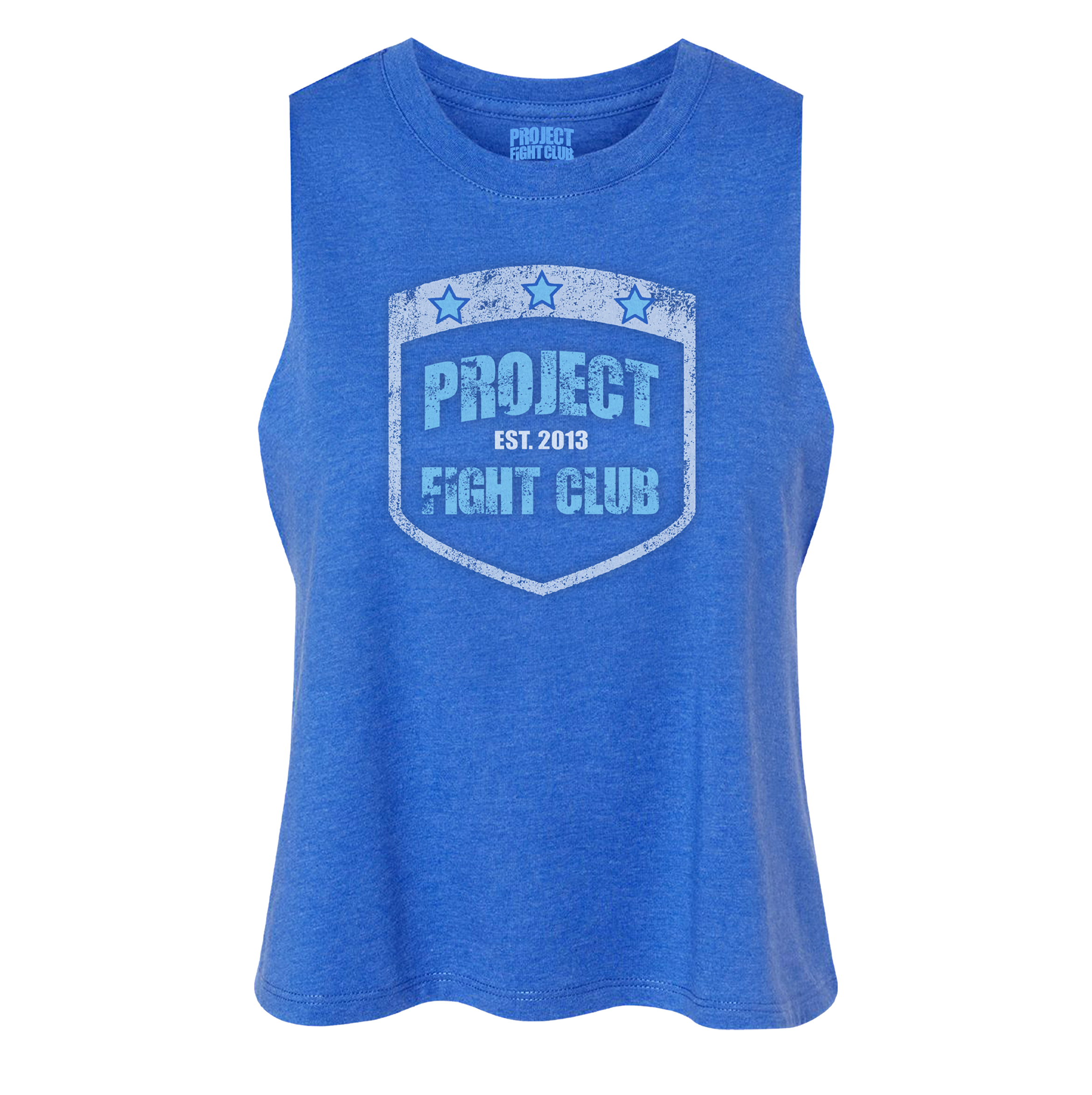 WOMENS BLUE RACERBACK CROPPED TANK #2 - SUPPORT POLICE