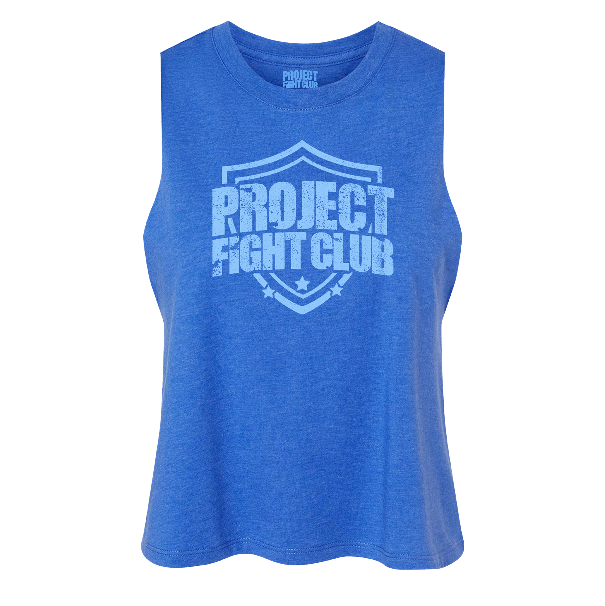 WOMENS BLUE RACERBACK CROPPED TANK - SUPPORT POLICE