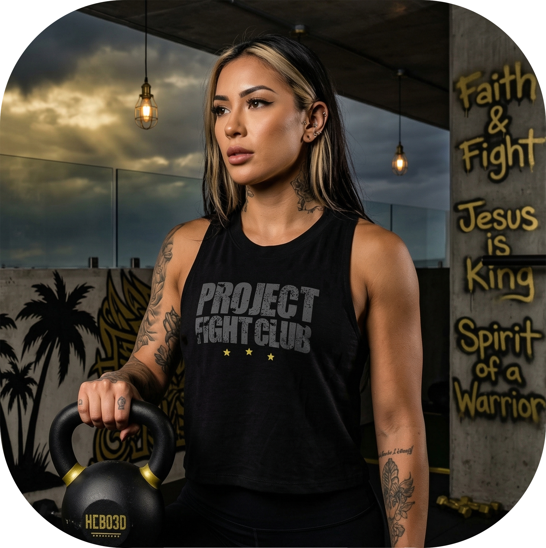 BLACK CROPPED RACERBACK TANK - SPREAD CHRISTIANITY