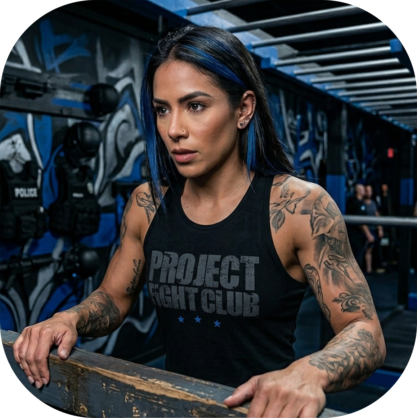 SOLID BLACK RACERBACK CROPPED TANK - SUPPORT POLICE