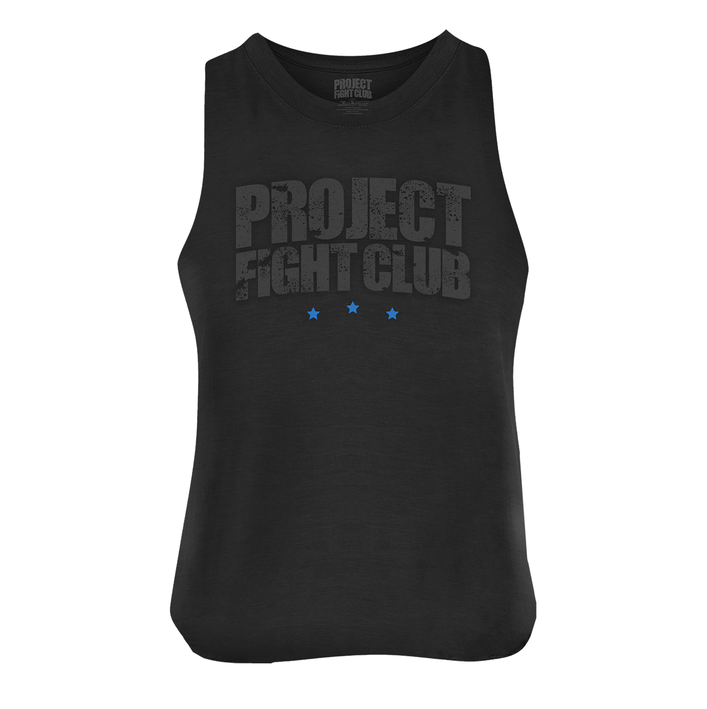 SOLID BLACK RACERBACK CROPPED TANK - SUPPORT POLICE