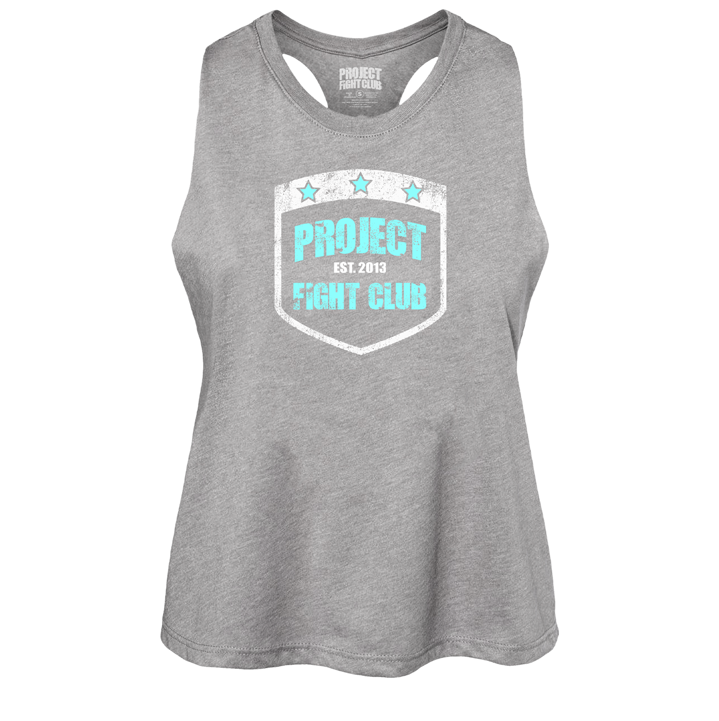 WOMENS GREY CROPPED RACERBACK TANK #2 - FIGHT ADDICTION