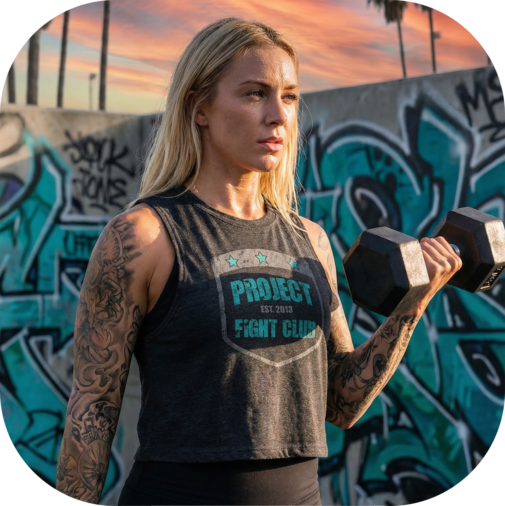 WOMENS BLACK CROPPED RACERBACK TANK #3 - FIGHT ADDICTION