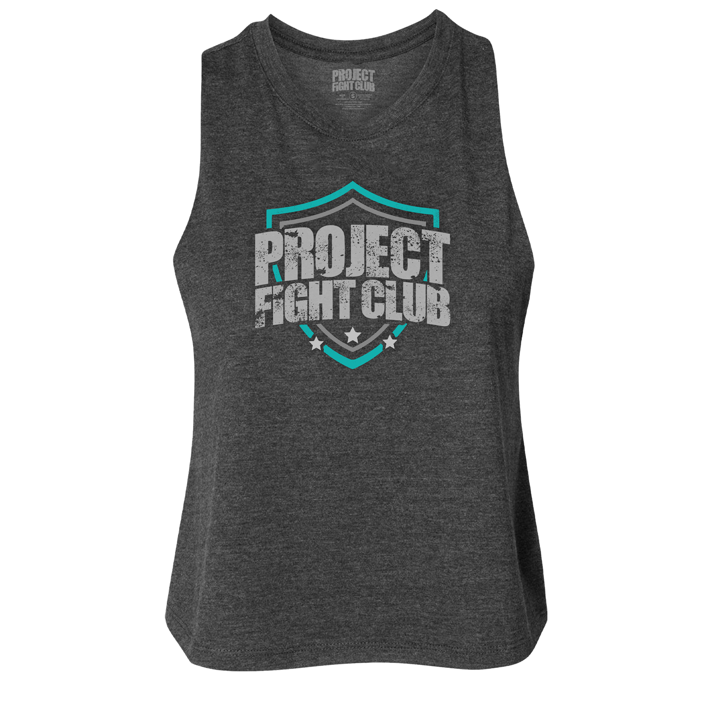 WOMENS DARK GREY CROPPED RACERBACK TANK - FIGHT ADDICTION