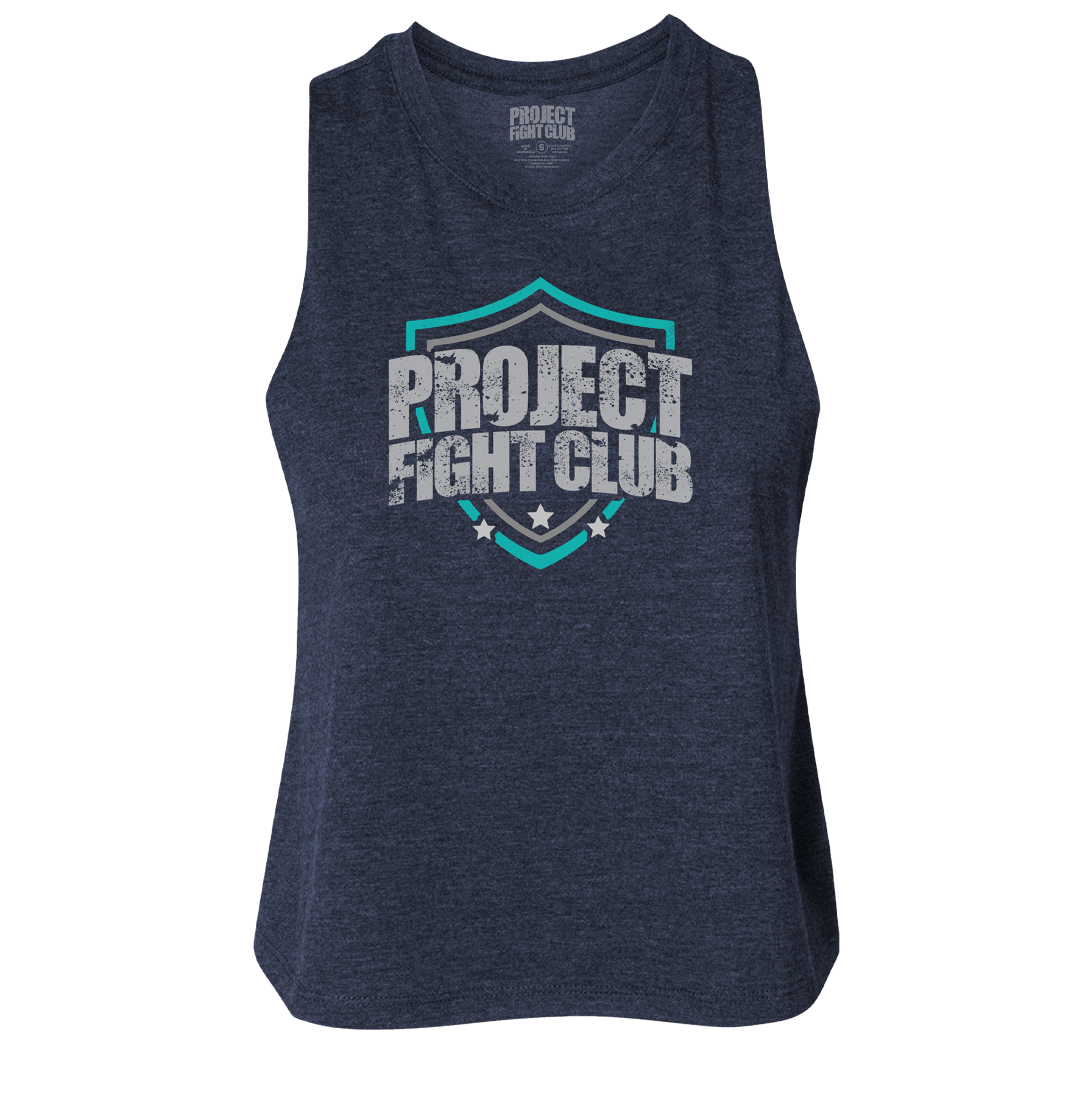 WOMENS NAVY CROPPED RACERBACK TANK - FIGHT ADDICTION