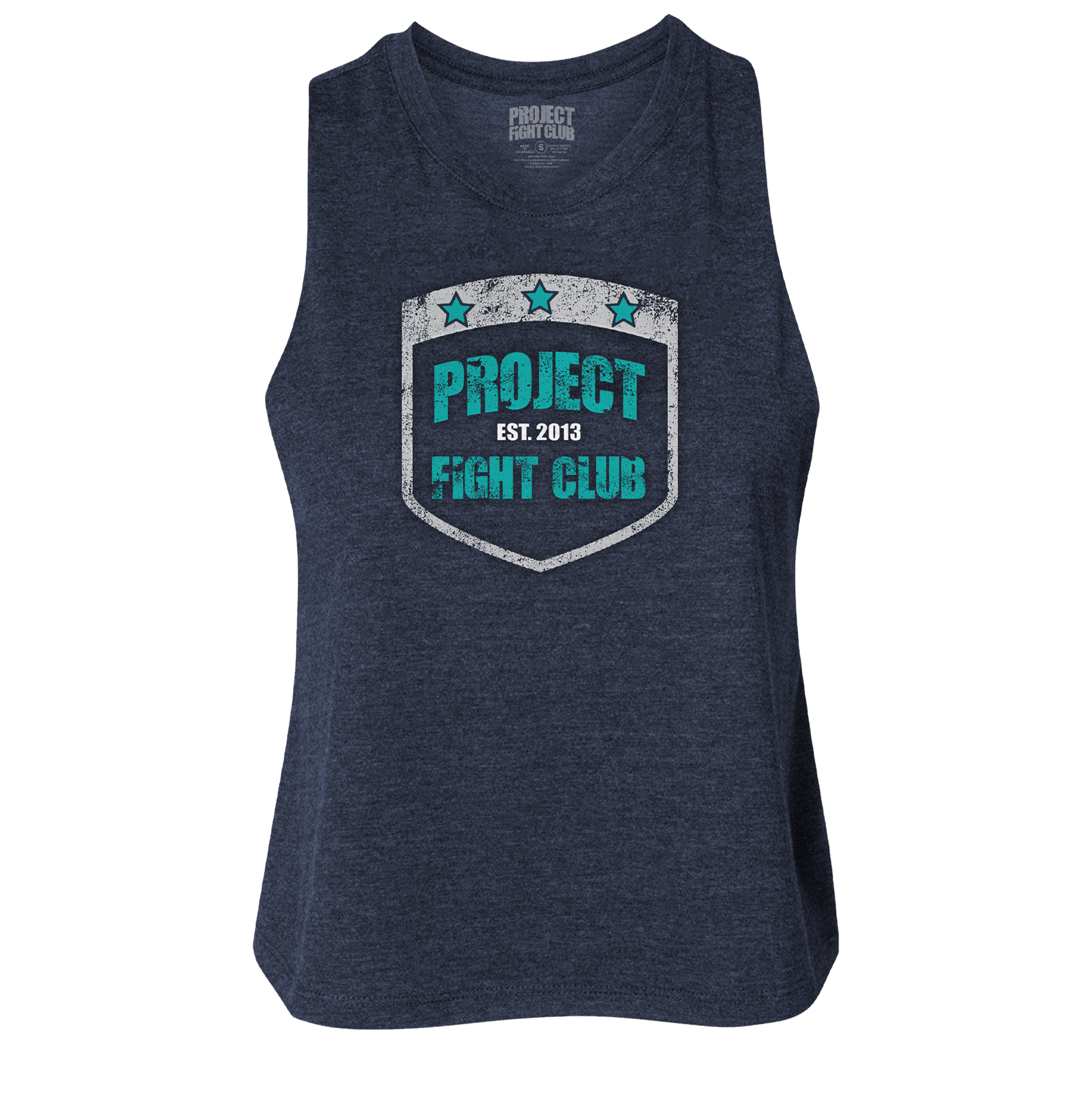 WOMENS NAVY CROPPED RACERBACK TANK #2 - FIGHT ADDICTION