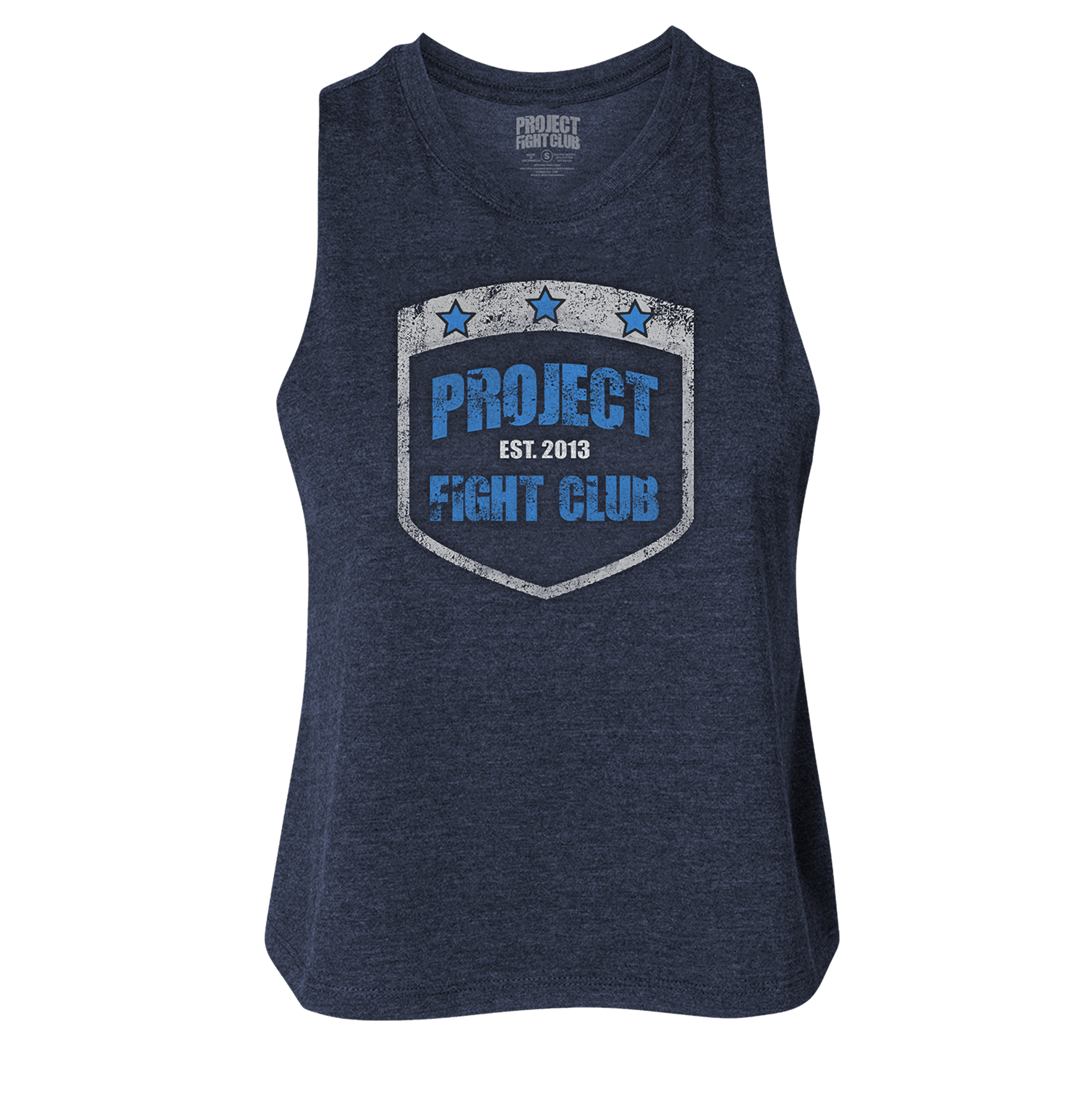 WOMENS NAVY RACERBACK CROPPED TANK #2 - SUPPORT POLICE