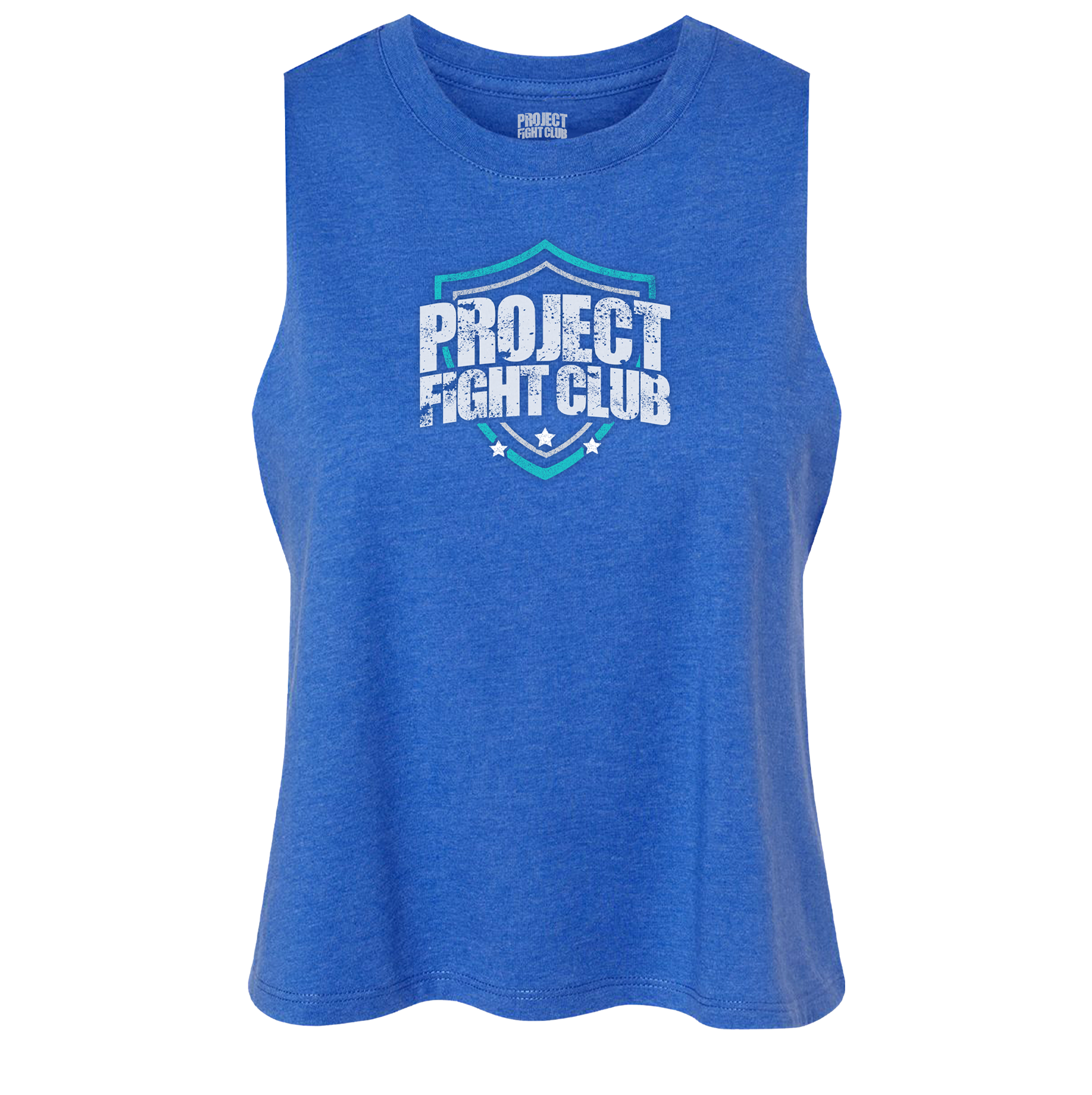 WOMENS BLUE CROPPED RACERBACK TANK - FIGHT ADDICTION