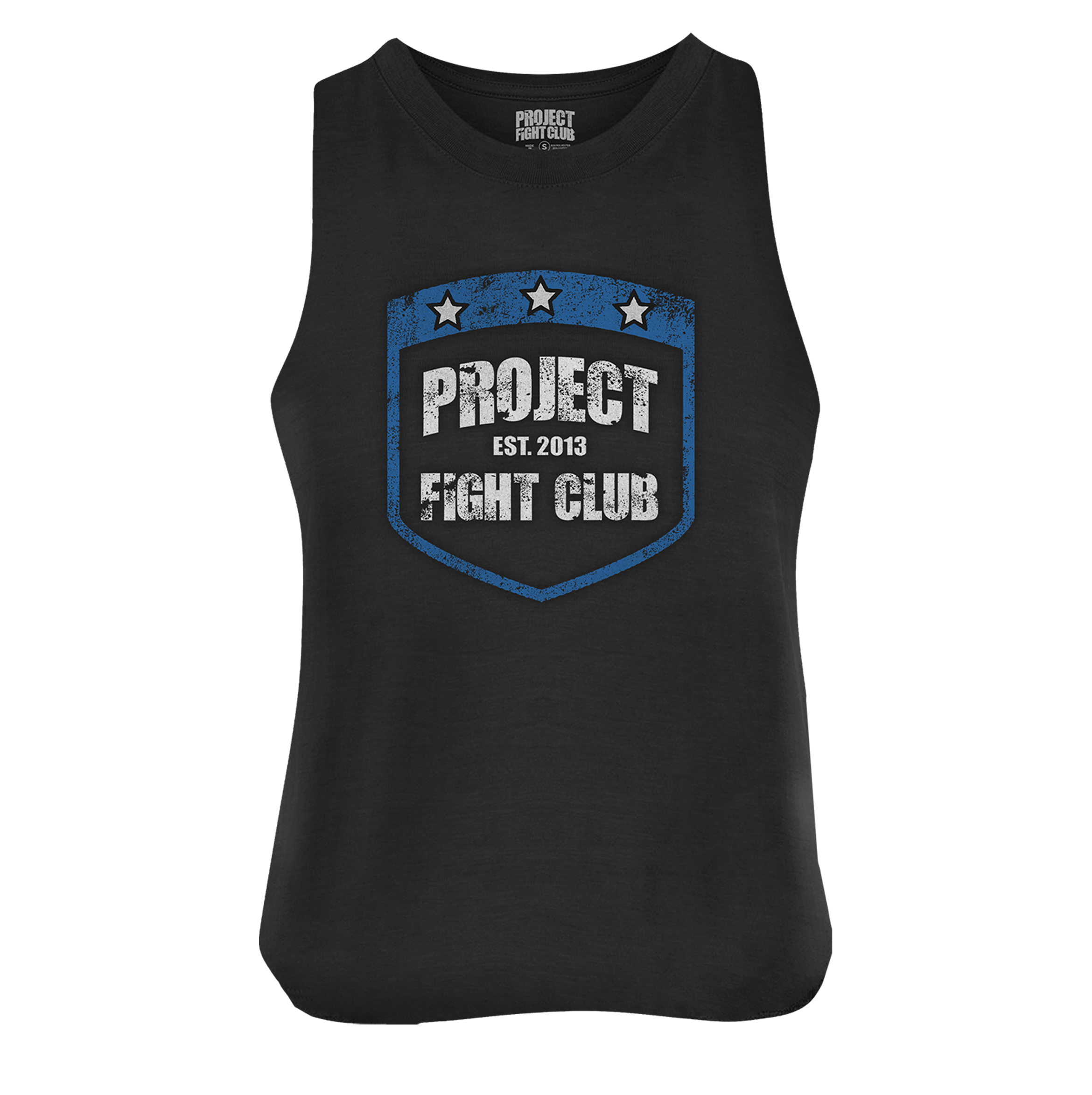 WOMENS SOLID BLACK RACERBACK CROPPED TANK #3 - SUPPORT POLICE
