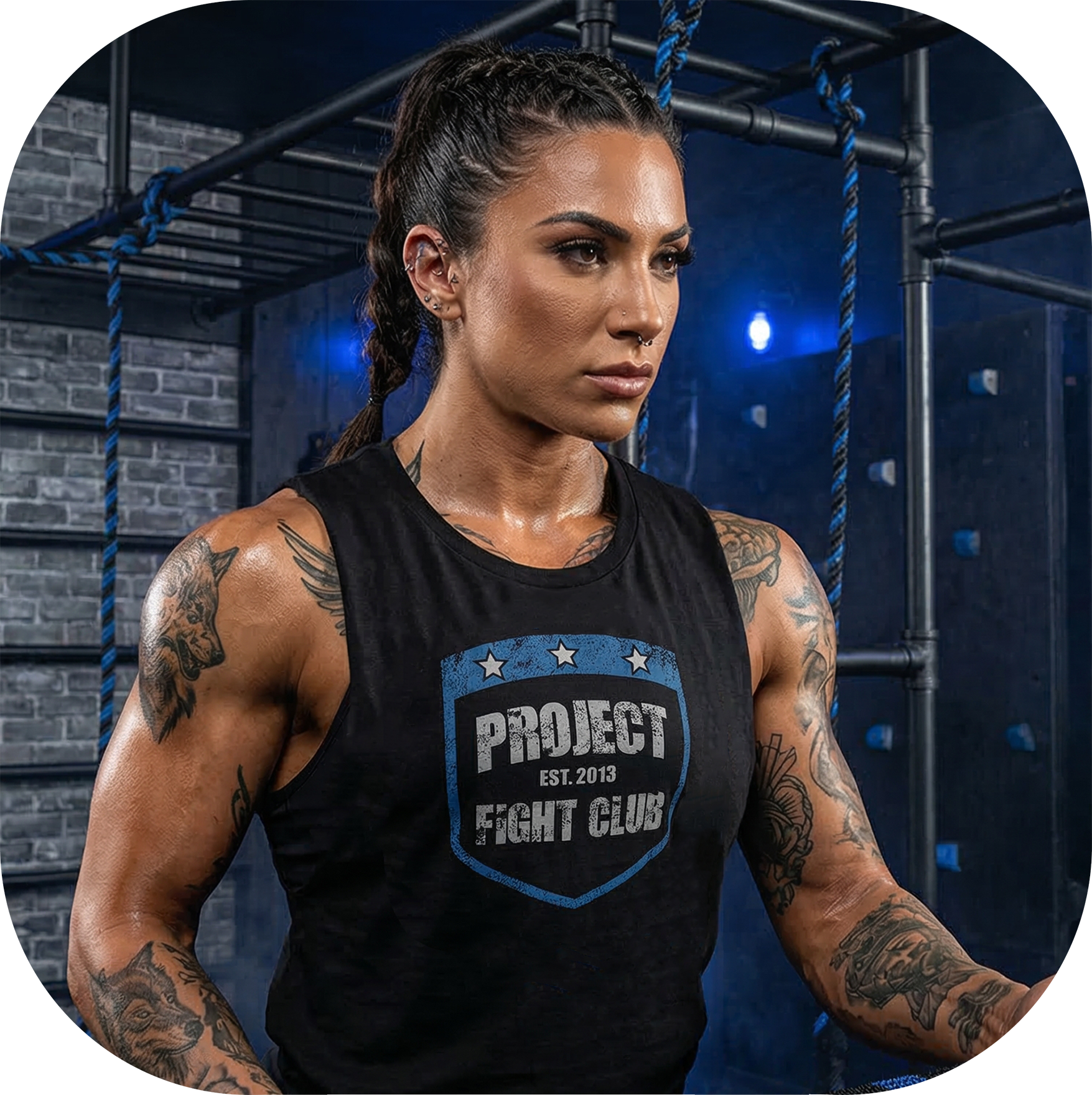 WOMENS SOLID BLACK RACERBACK CROPPED TANK #3 - SUPPORT POLICE