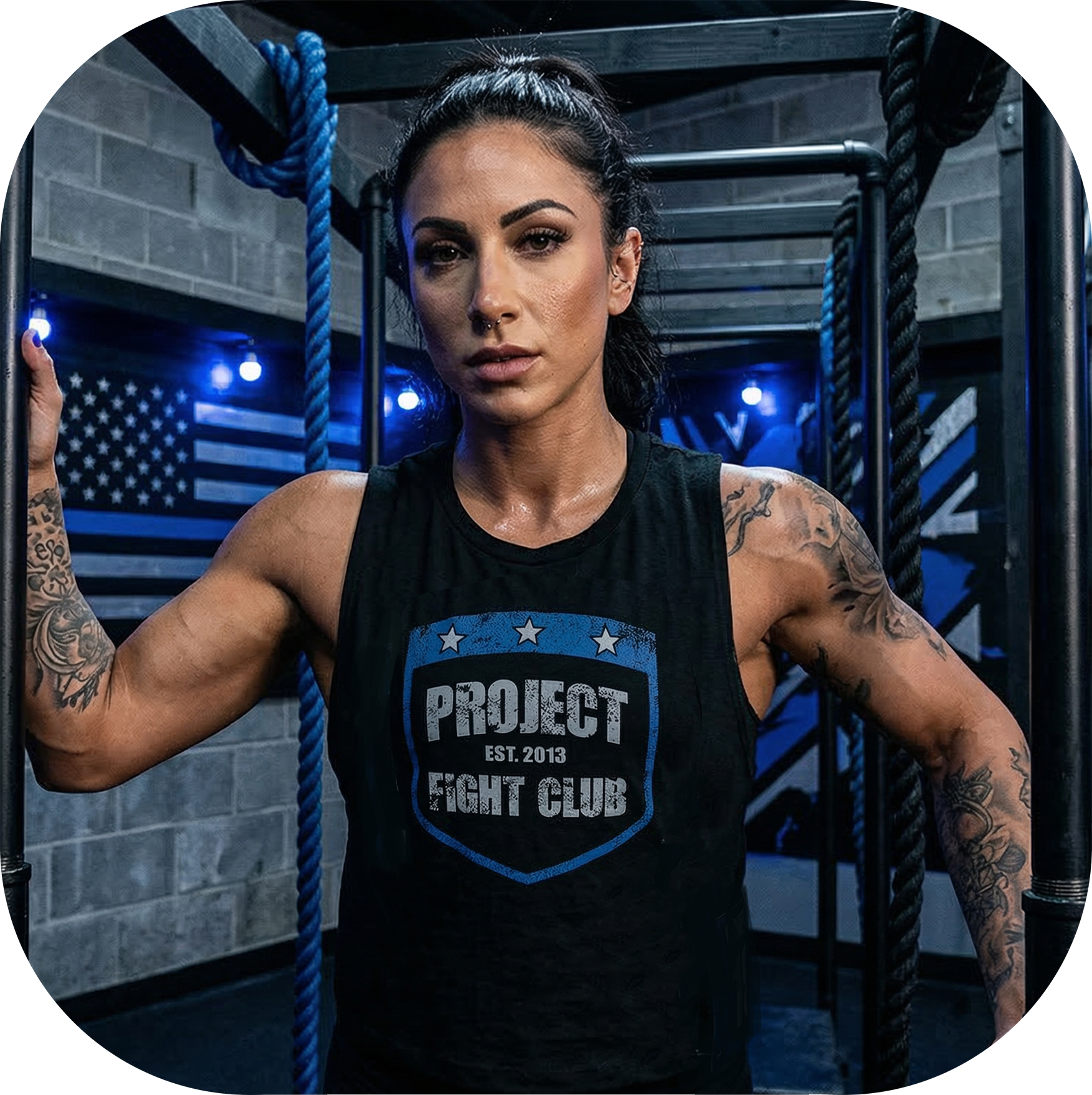 WOMENS SOLID BLACK RACERBACK CROPPED TANK #3 - SUPPORT POLICE