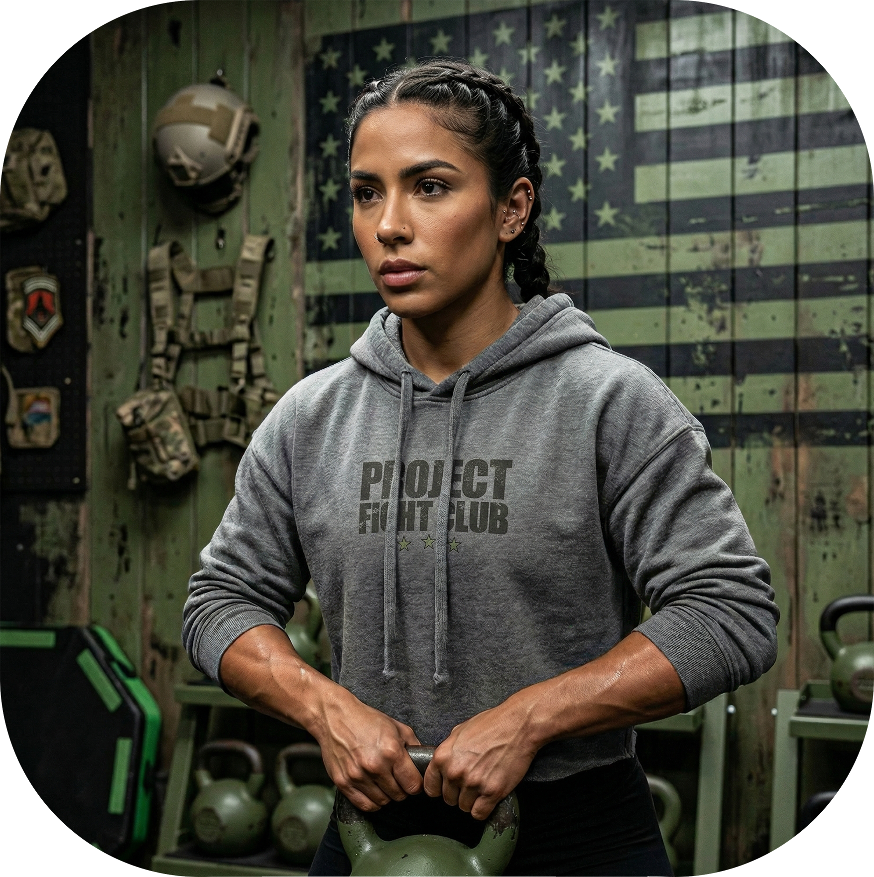 WOMENS GREY CROP HOODIE - HONOR SOLDIERS & VETERANS